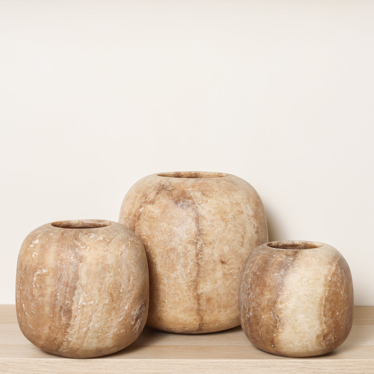 Kant en klare bruine Alabaster sets | Round