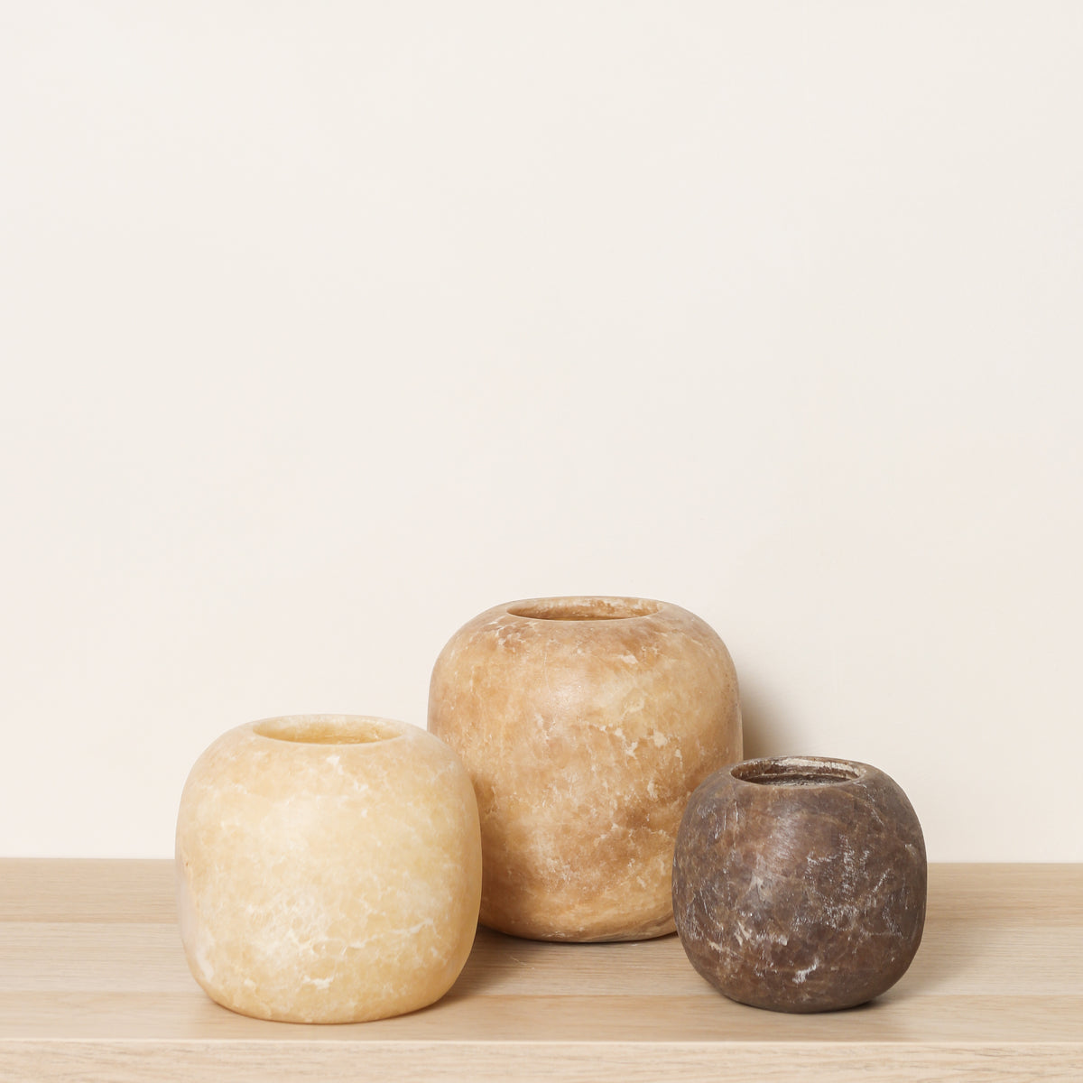 Kant en klare bruine Alabaster sets | Round