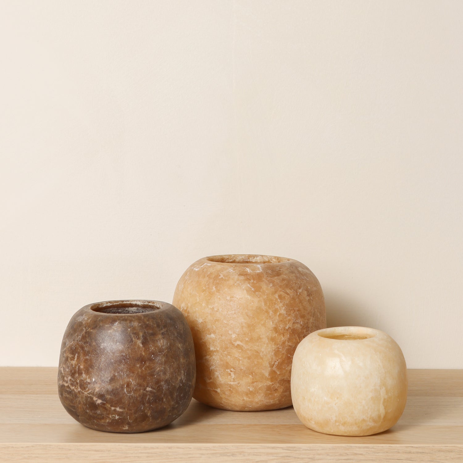 Kant en klare bruine Alabaster sets | Round