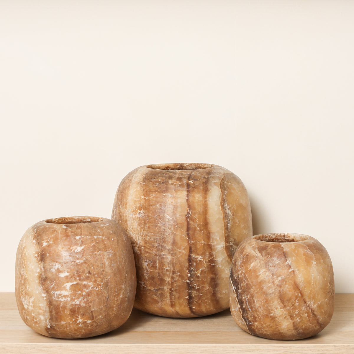 Kant en klare bruine Alabaster sets | Round