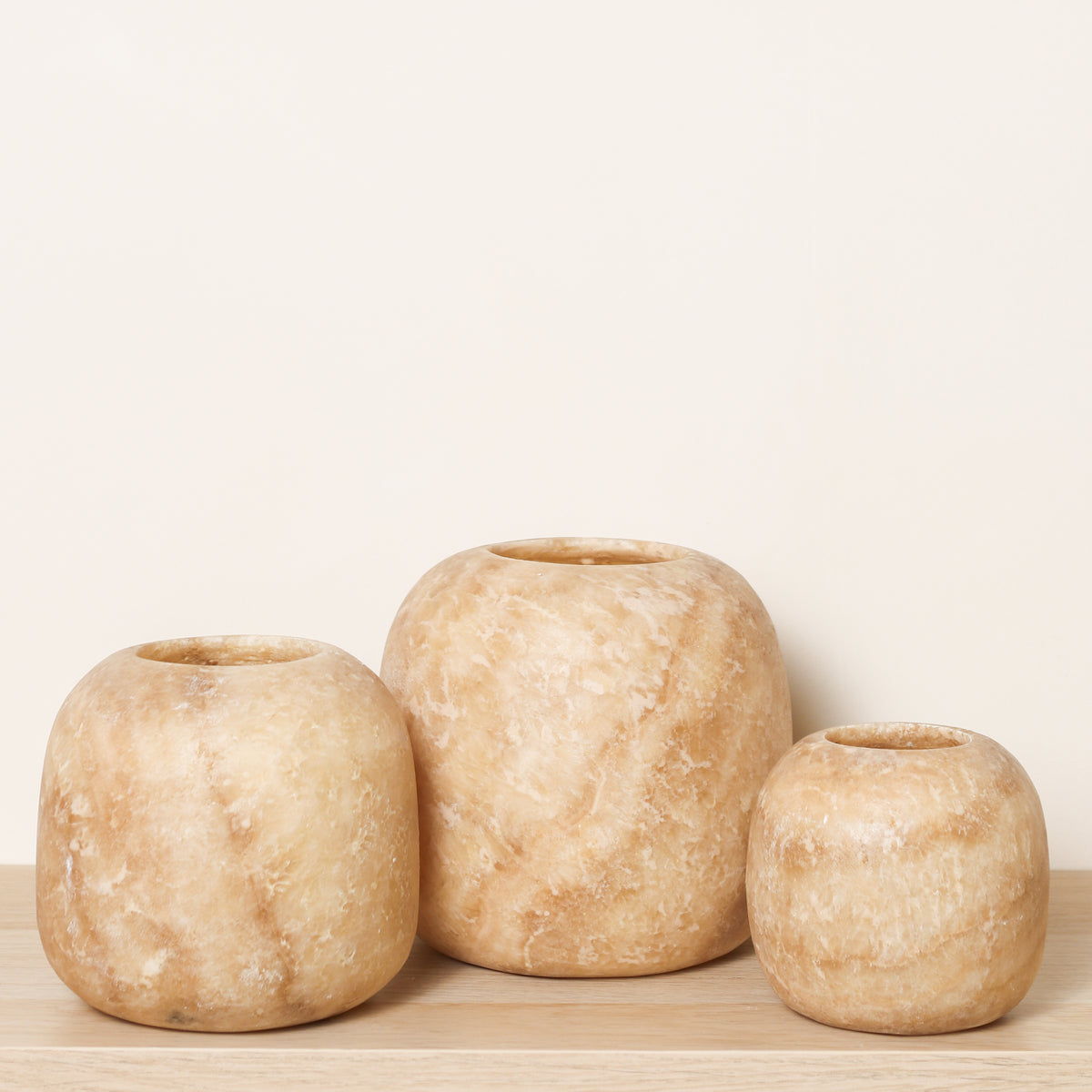Kant en klare bruine Alabaster sets | Round