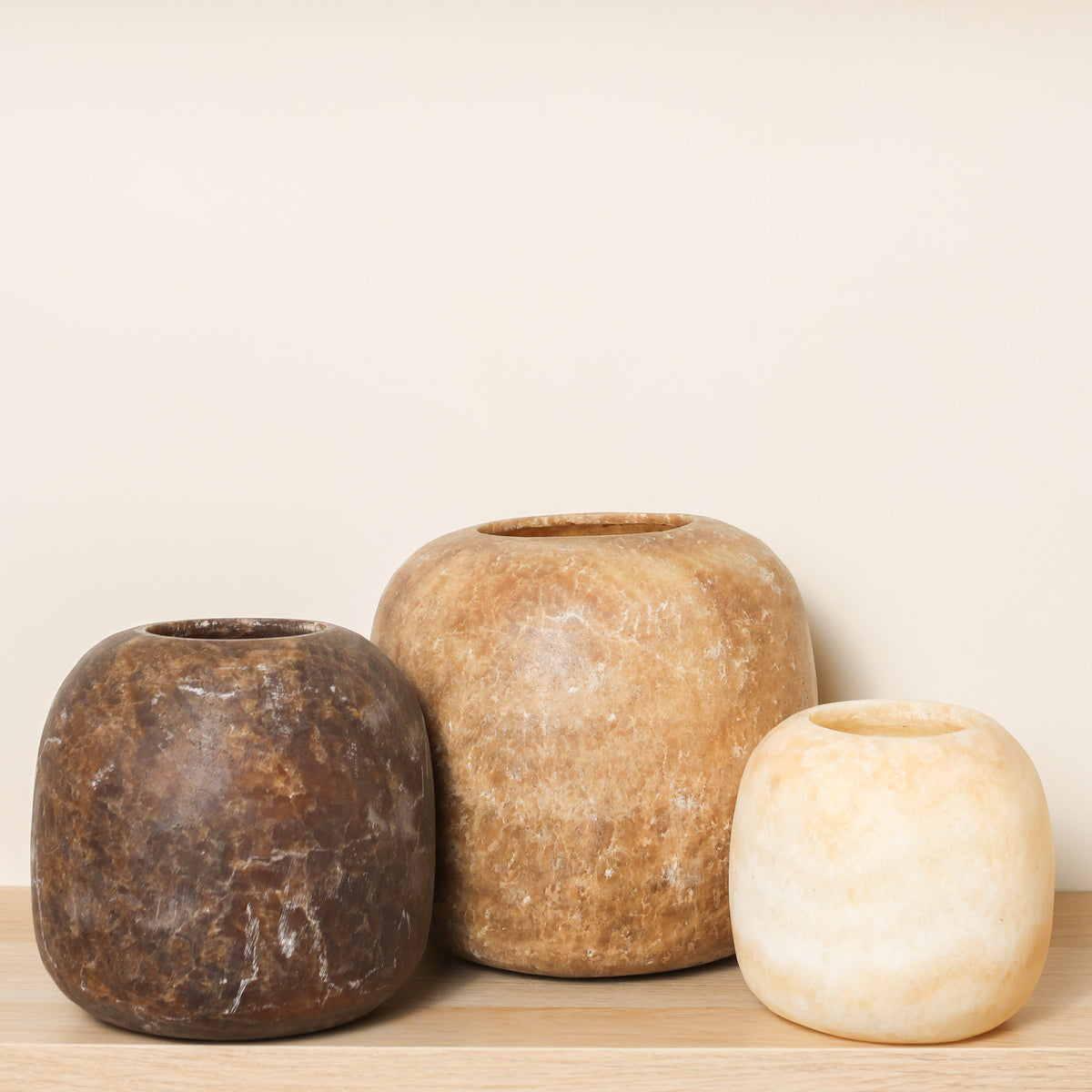 Kant en klare bruine Alabaster sets | Round