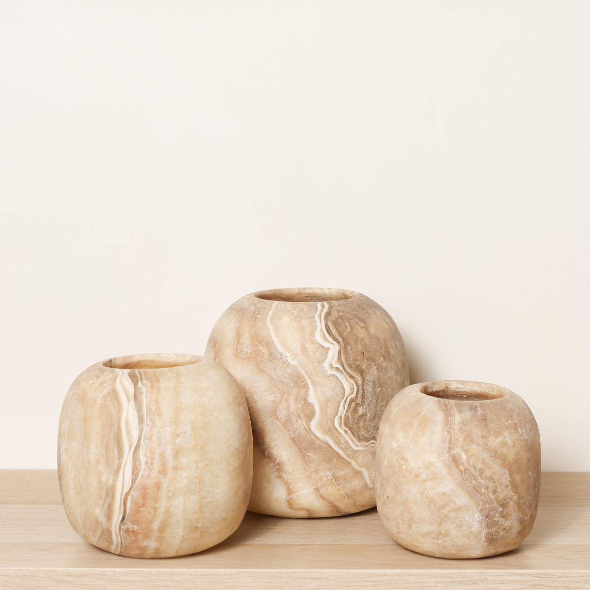 Kant en klare bruine Alabaster sets | Round