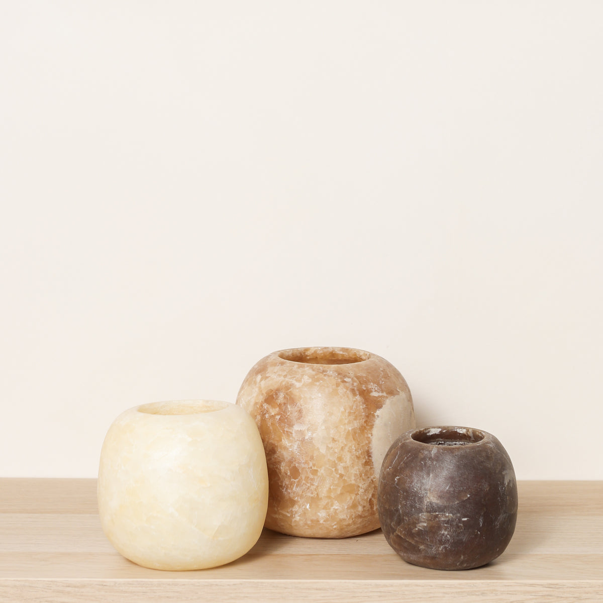 Kant en klare bruine Alabaster sets | Round