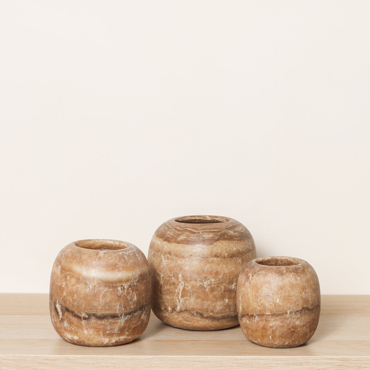Kant en klare bruine Alabaster sets | Round