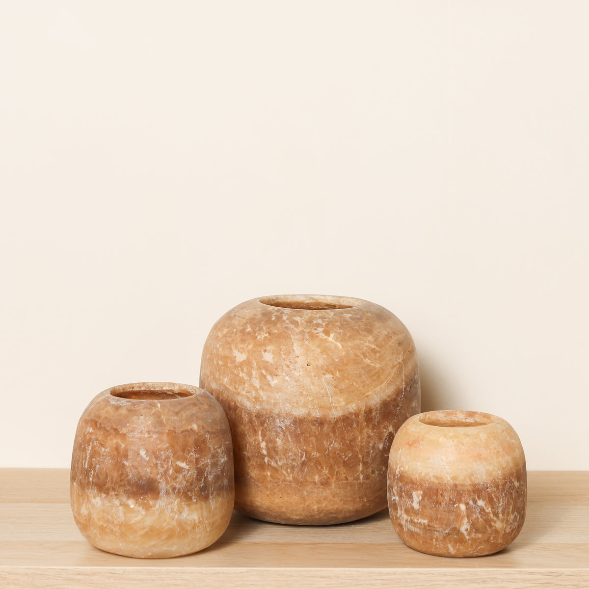 Kant en klare bruine Alabaster sets | Round