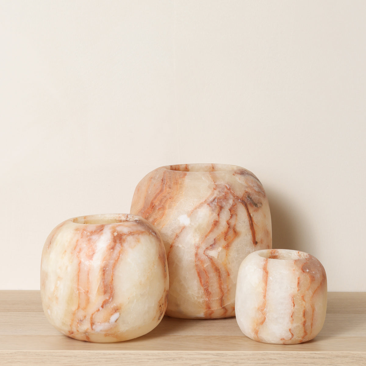 Kant en klare bruine Alabaster sets | Round