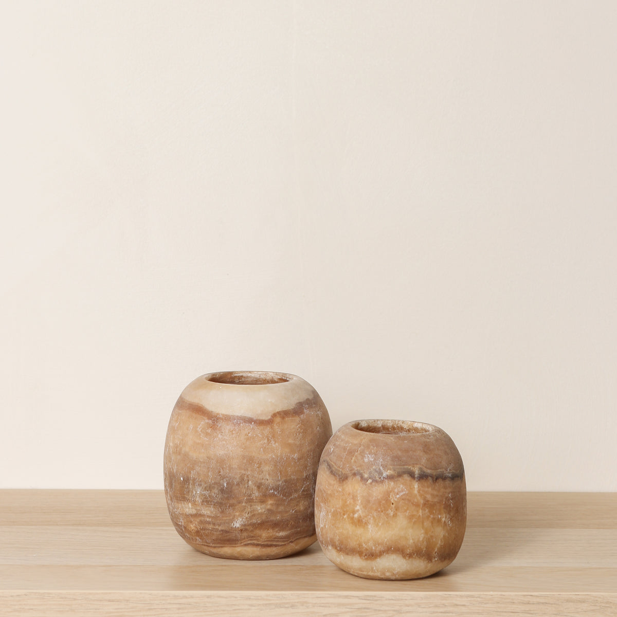 Kant en klare bruine Alabaster sets | Round