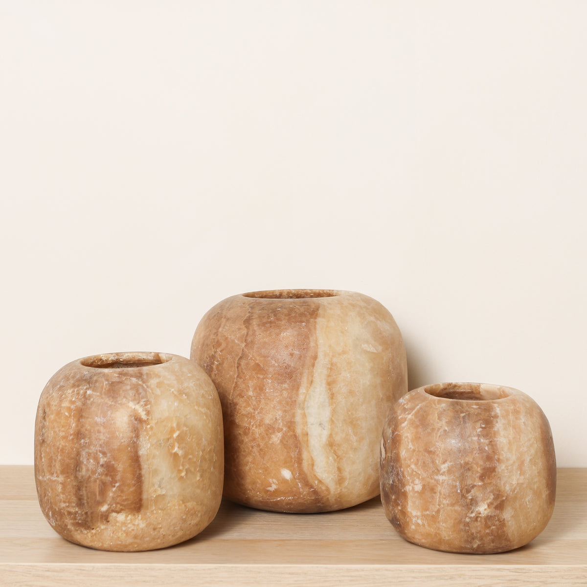 Kant en klare bruine Alabaster sets | Round