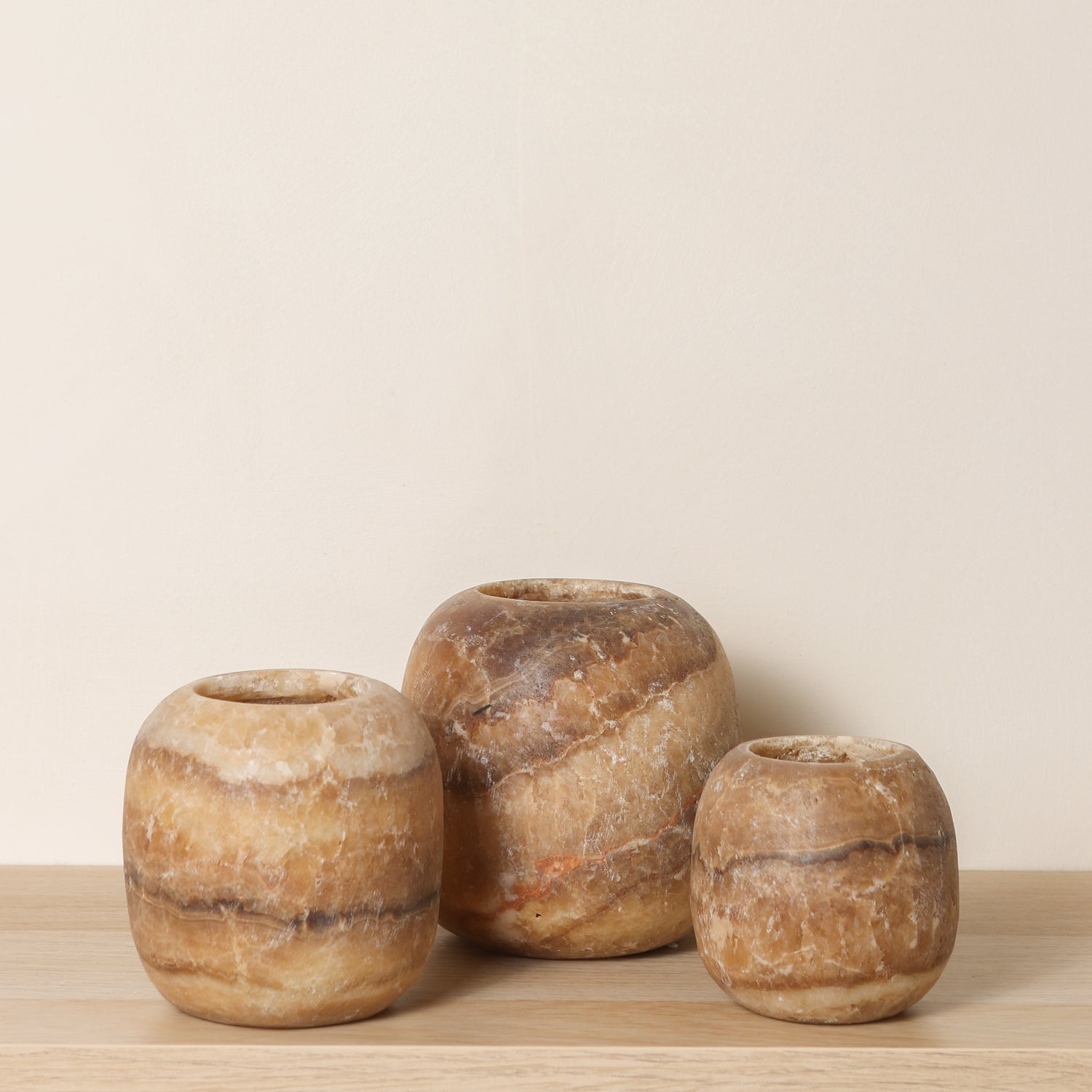 Kant en klare bruine Alabaster sets | Round