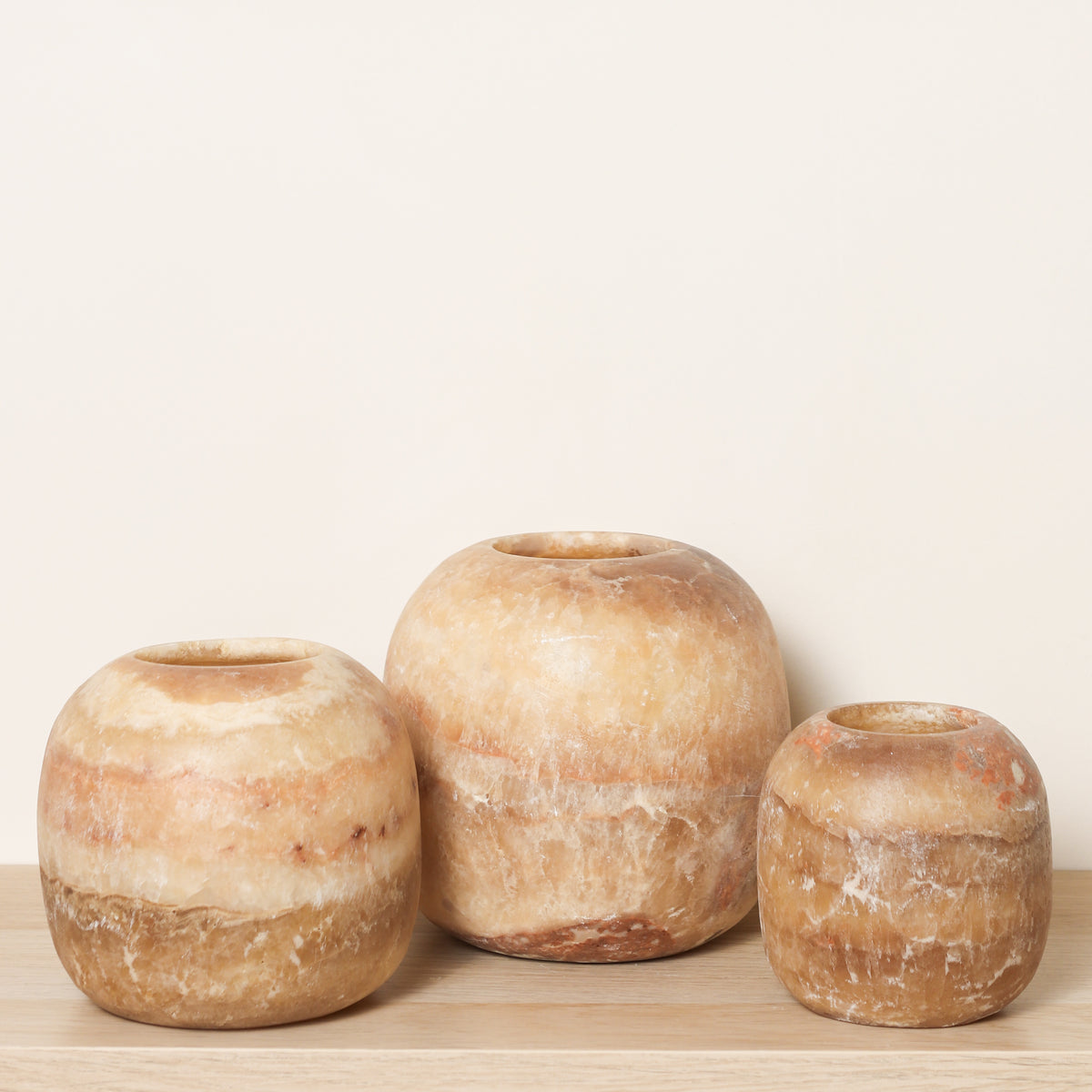 Kant en klare bruine Alabaster sets | Round