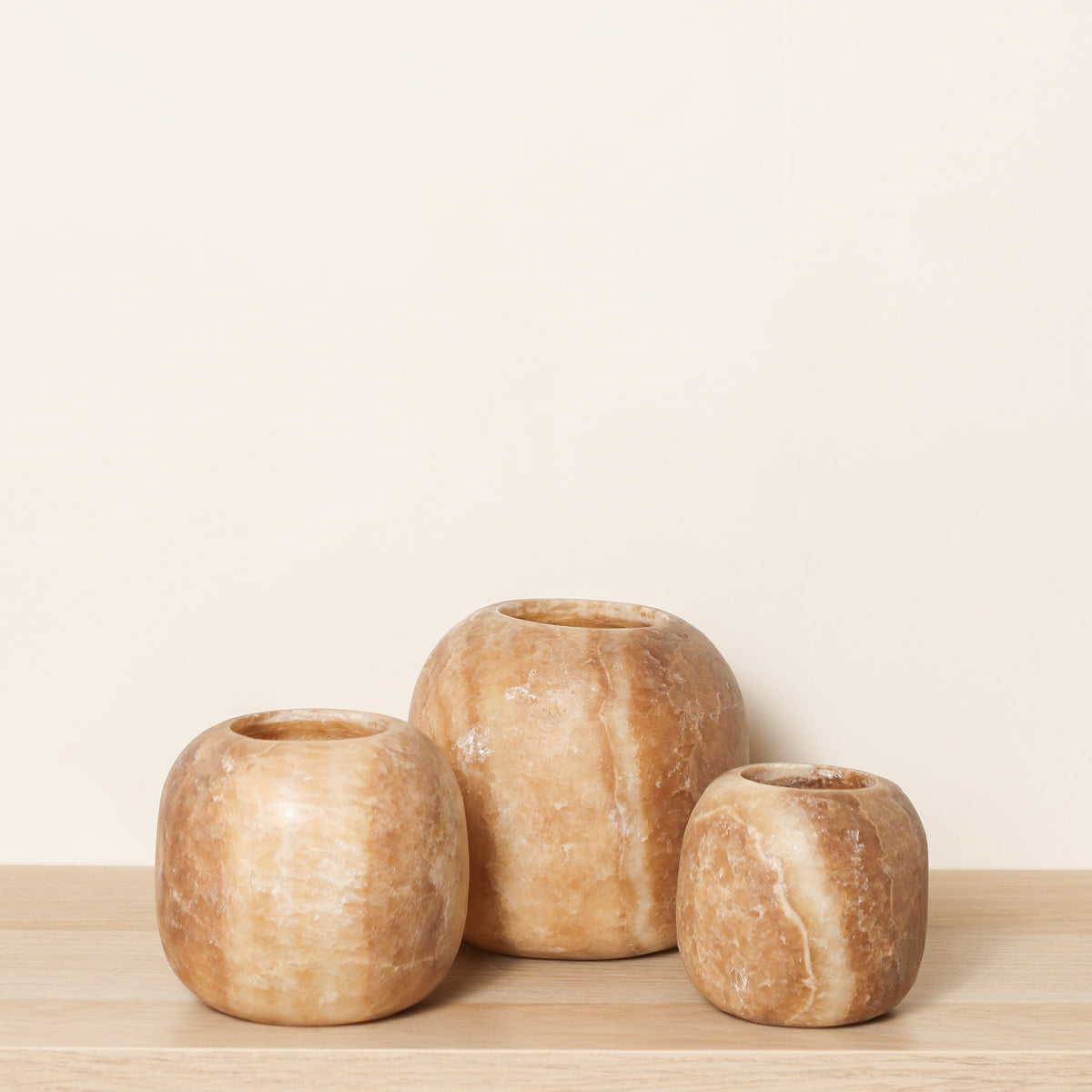 Kant en klare bruine Alabaster sets | Round