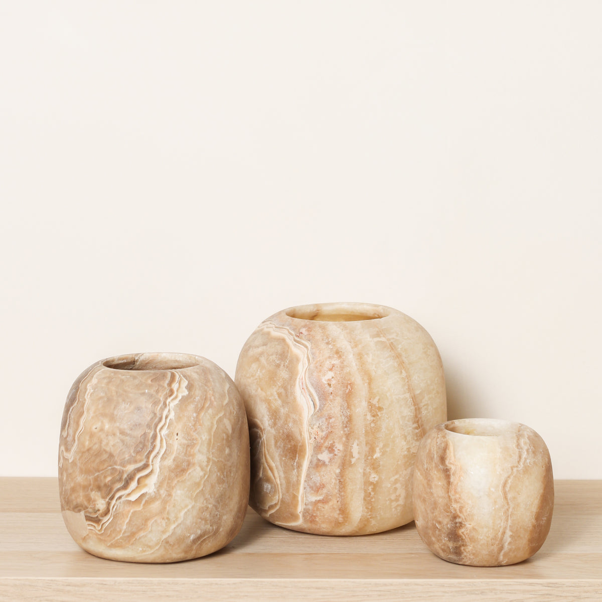Kant en klare bruine Alabaster sets | Round