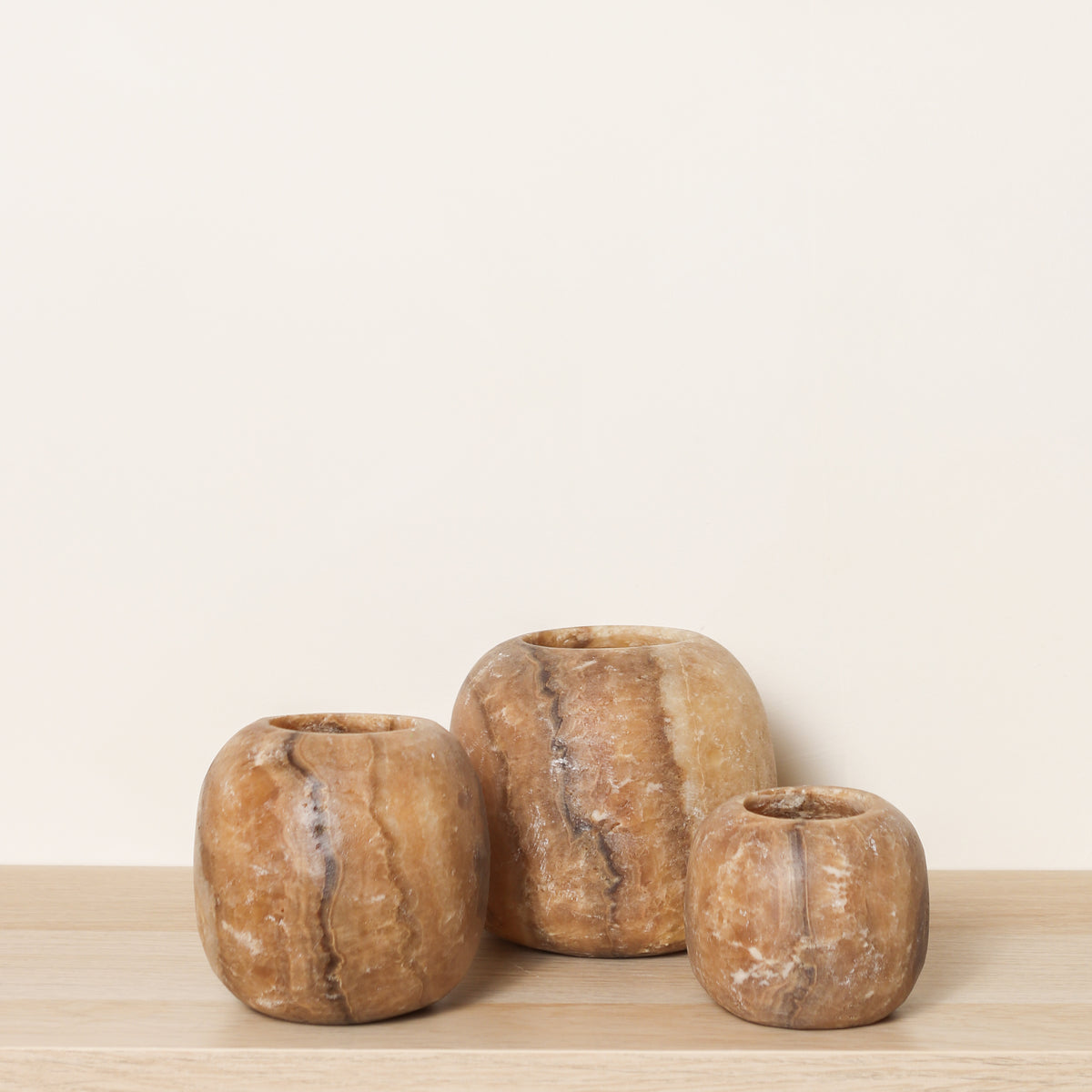 Kant en klare bruine Alabaster sets | Round