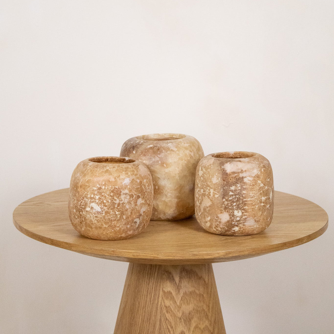 Alabaster waxinelichthouder set 23