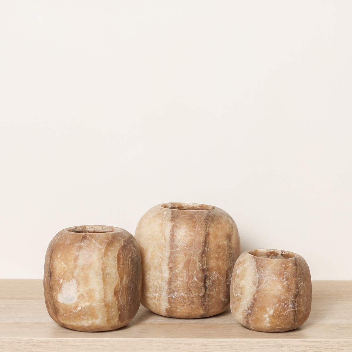 Kant en klare bruine Alabaster sets | Round