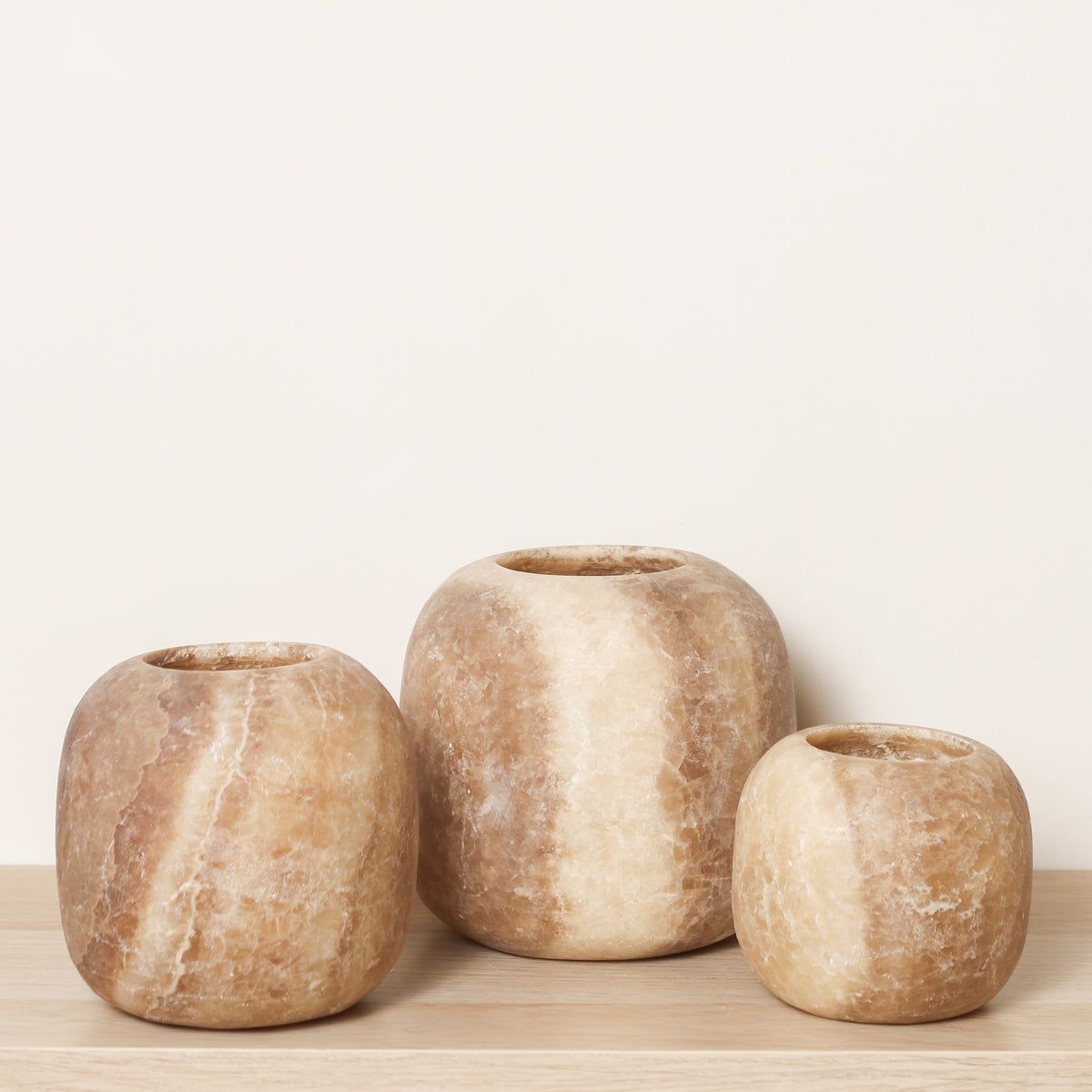Kant en klare bruine Alabaster sets | Round