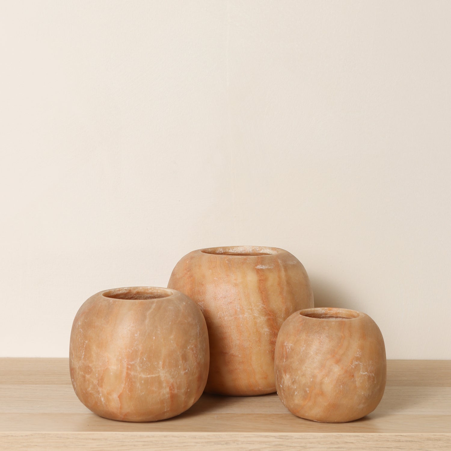Kant en klare bruine Alabaster sets | Round
