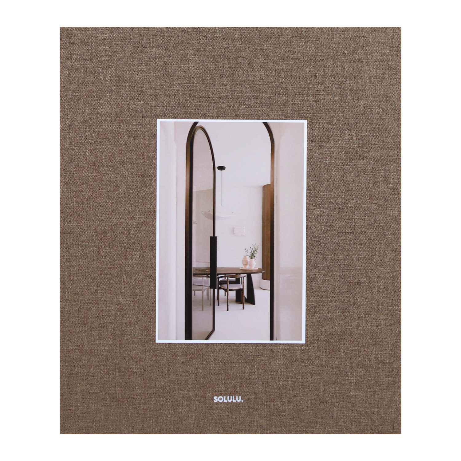 Bruin linnen koffietafelboek opbergboek