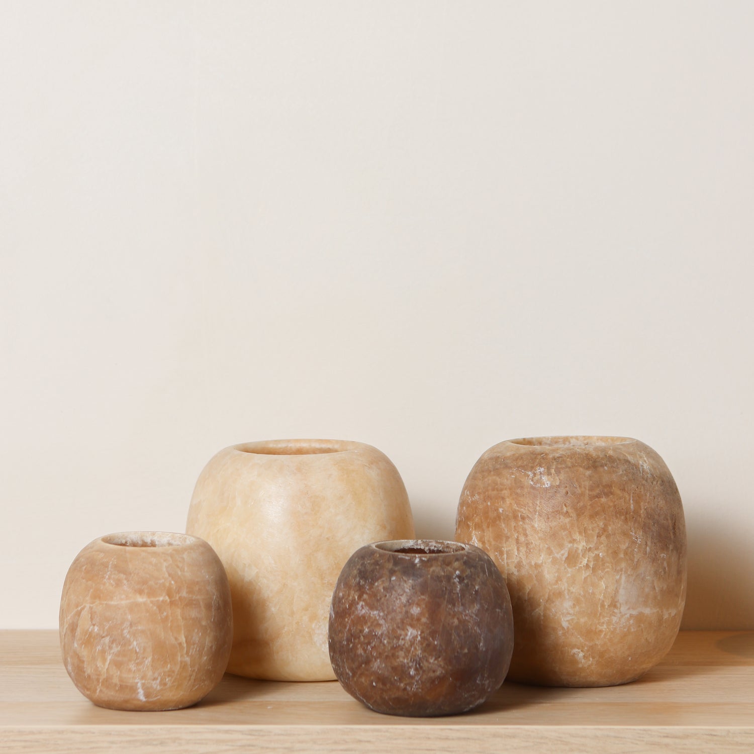 alabaster round rond waxinelichthouder