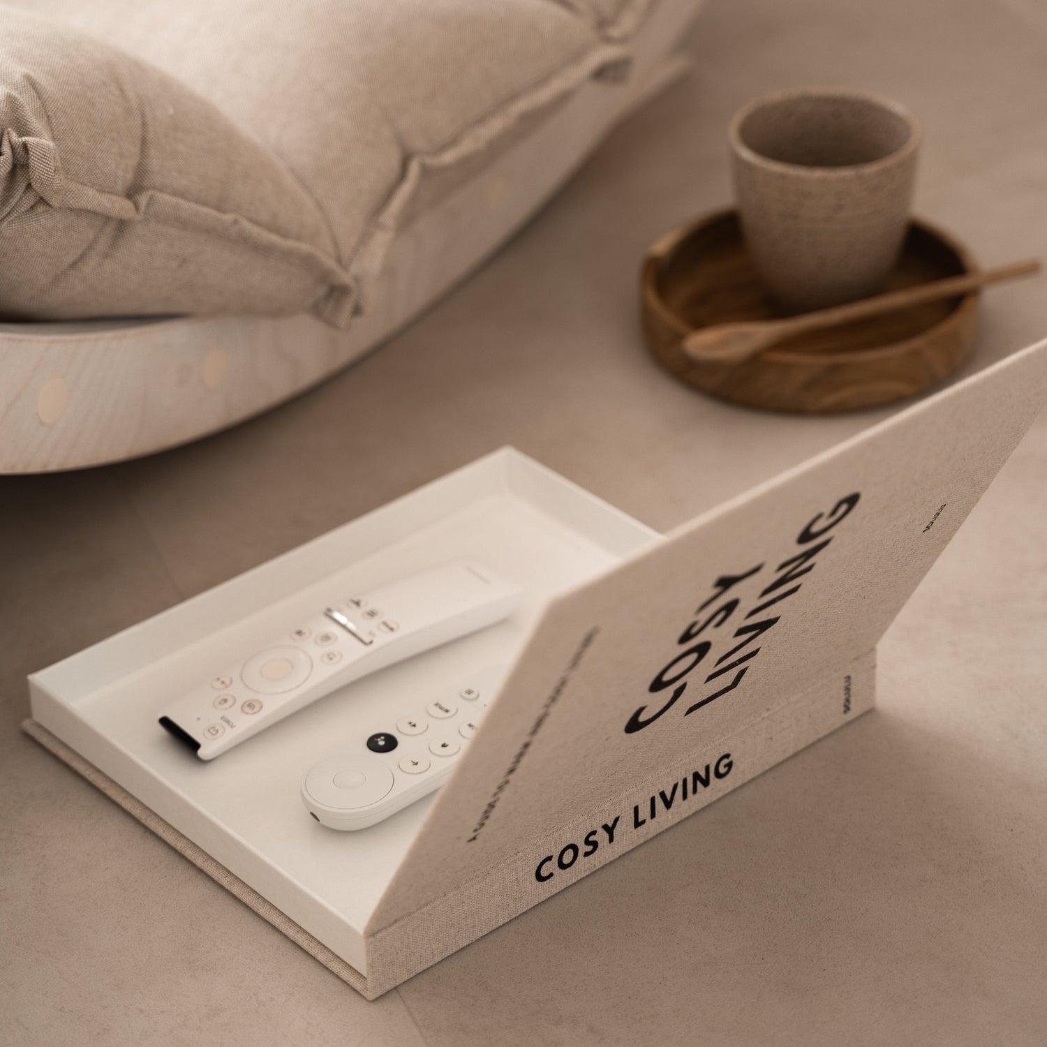 Beige taupe koffietafelboek met opbergruimte linnen