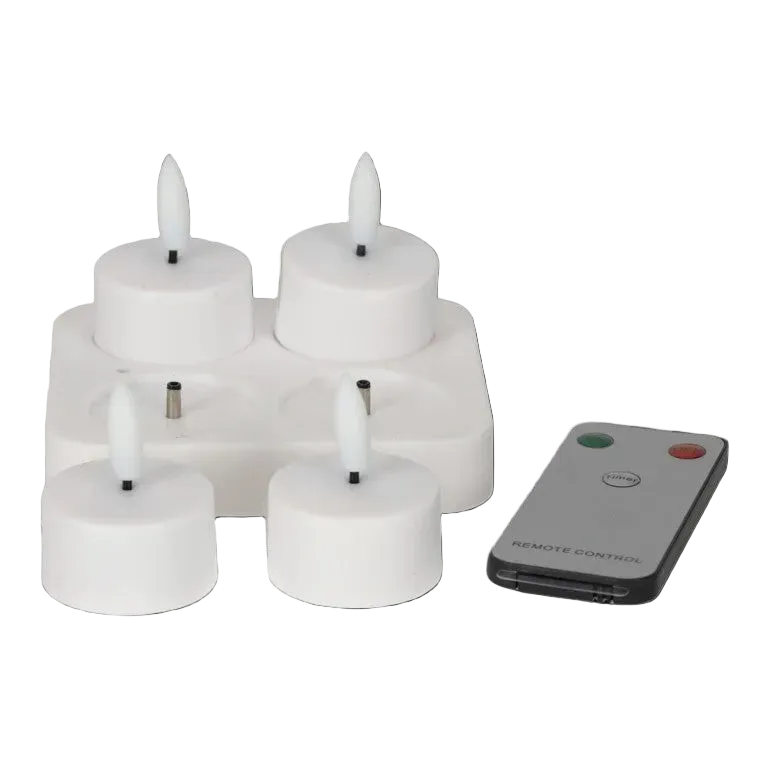 LED waxinelichtjes set van 4 | oplaadbaar + afstandsbediening