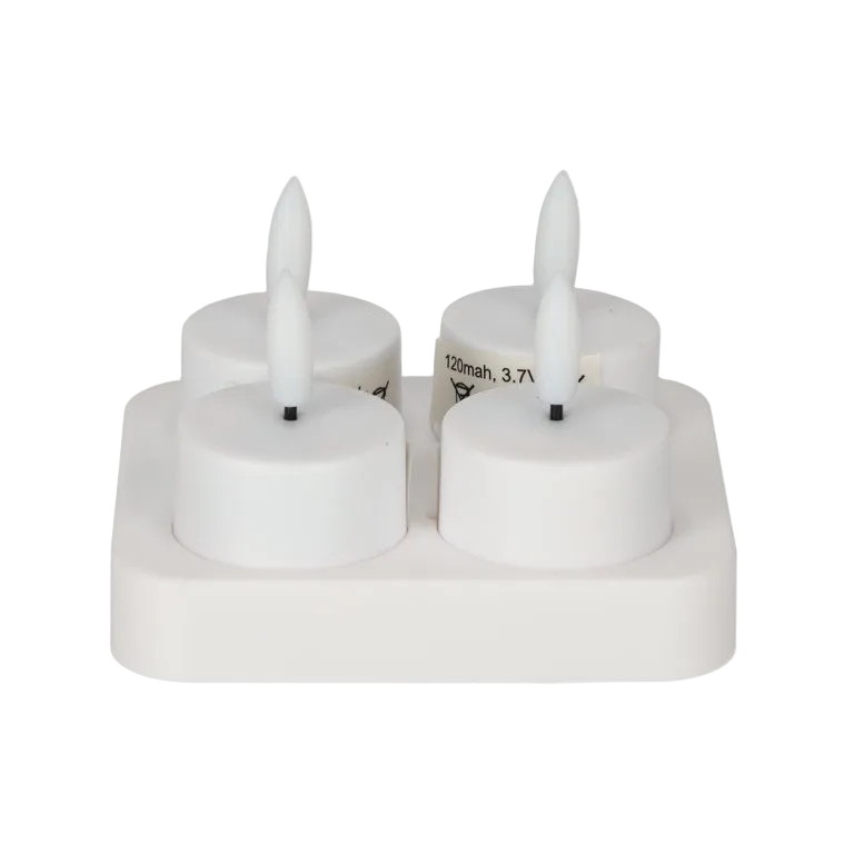 LED waxinelichtjes set van 4 | oplaadbaar + afstandsbediening