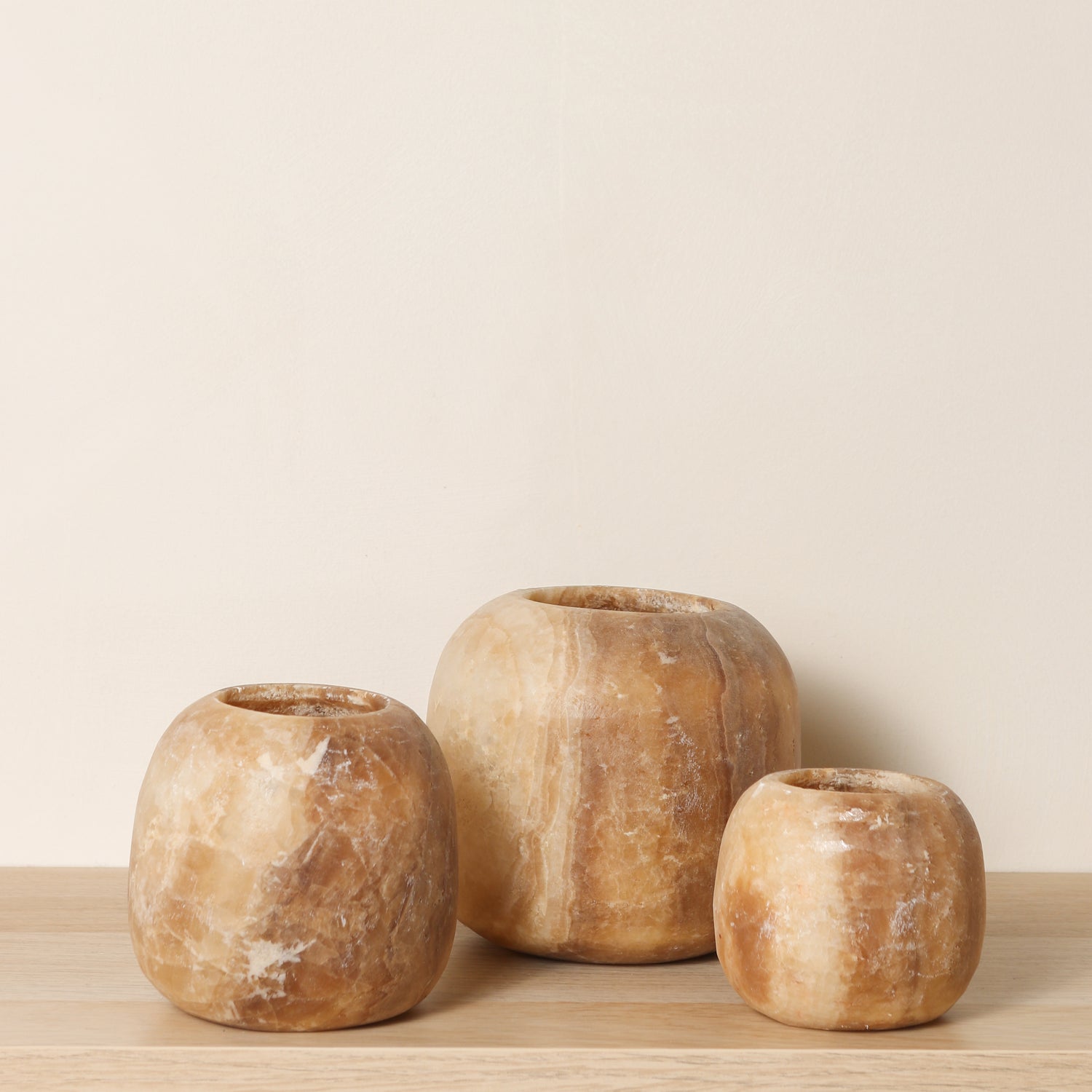 Kant en klare bruine Alabaster sets | Round