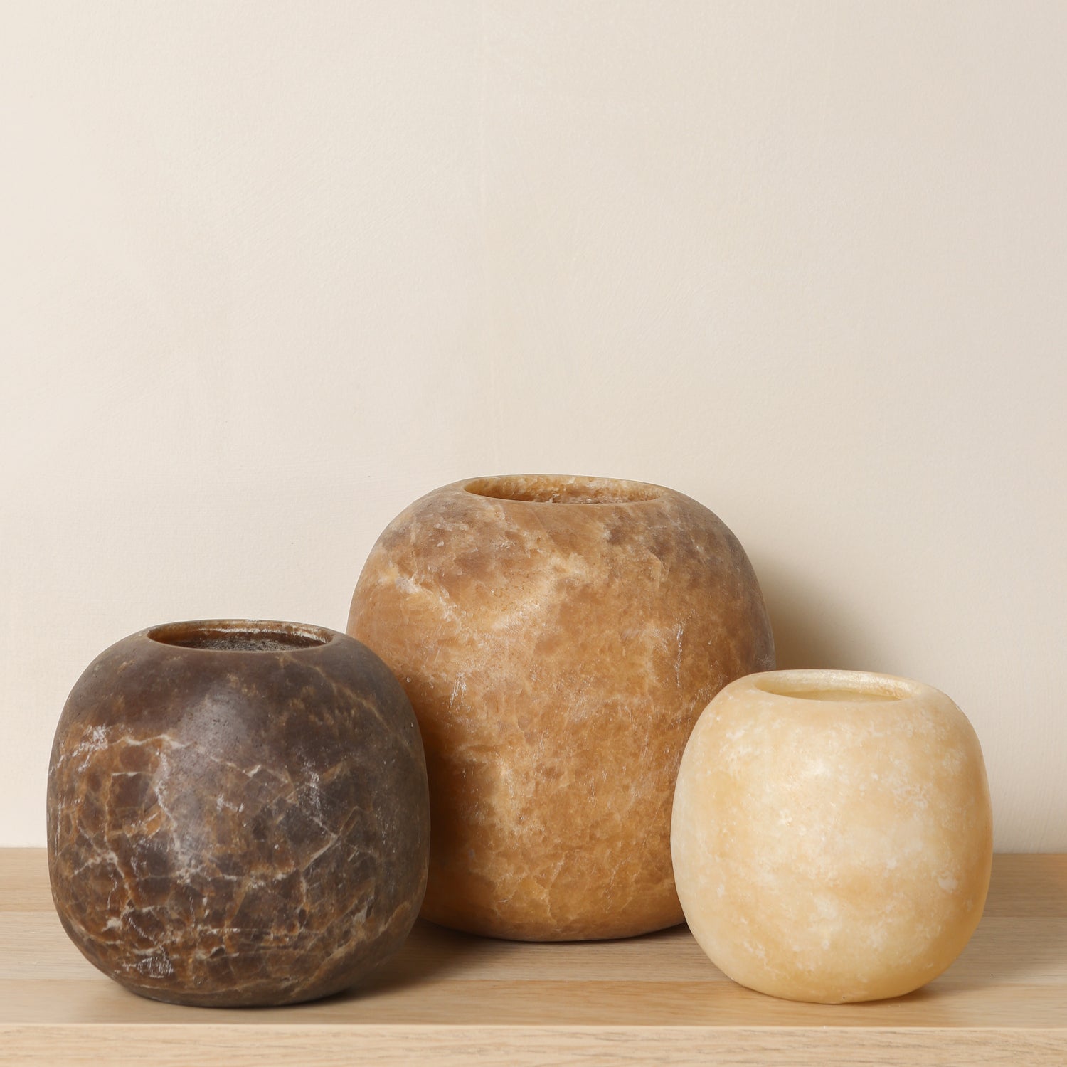 Kant en klare bruine Alabaster sets | Round