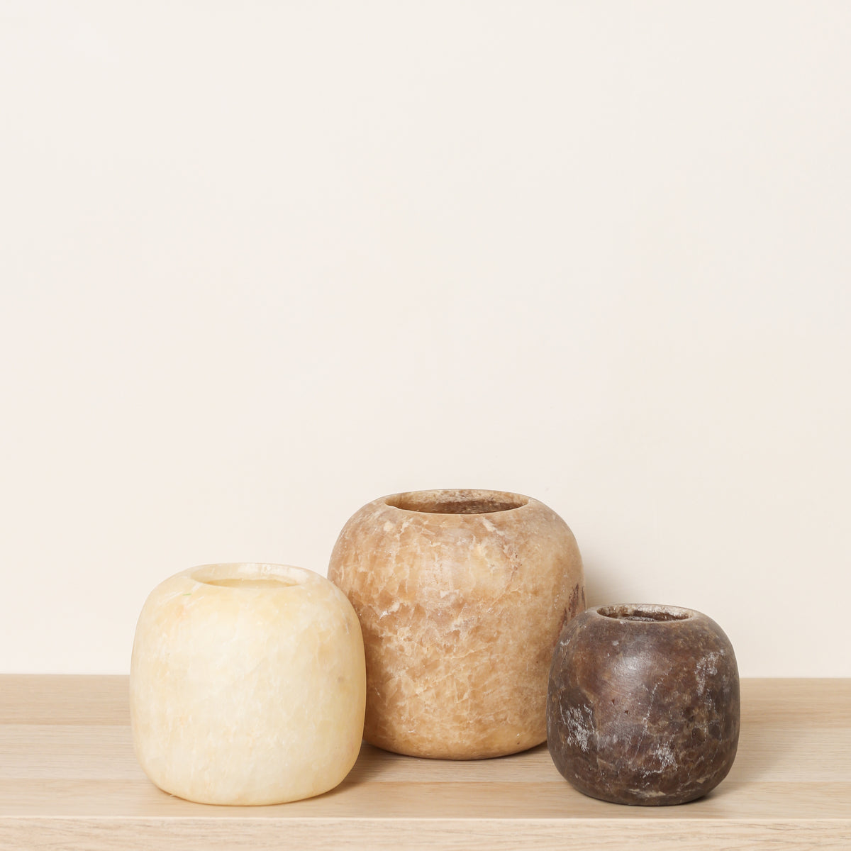 Kant en klare bruine Alabaster sets | Round