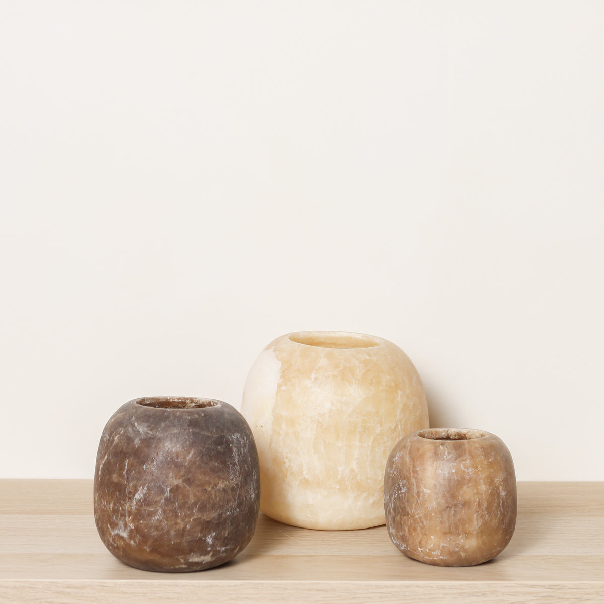 Kant en klare bruine Alabaster sets | Round