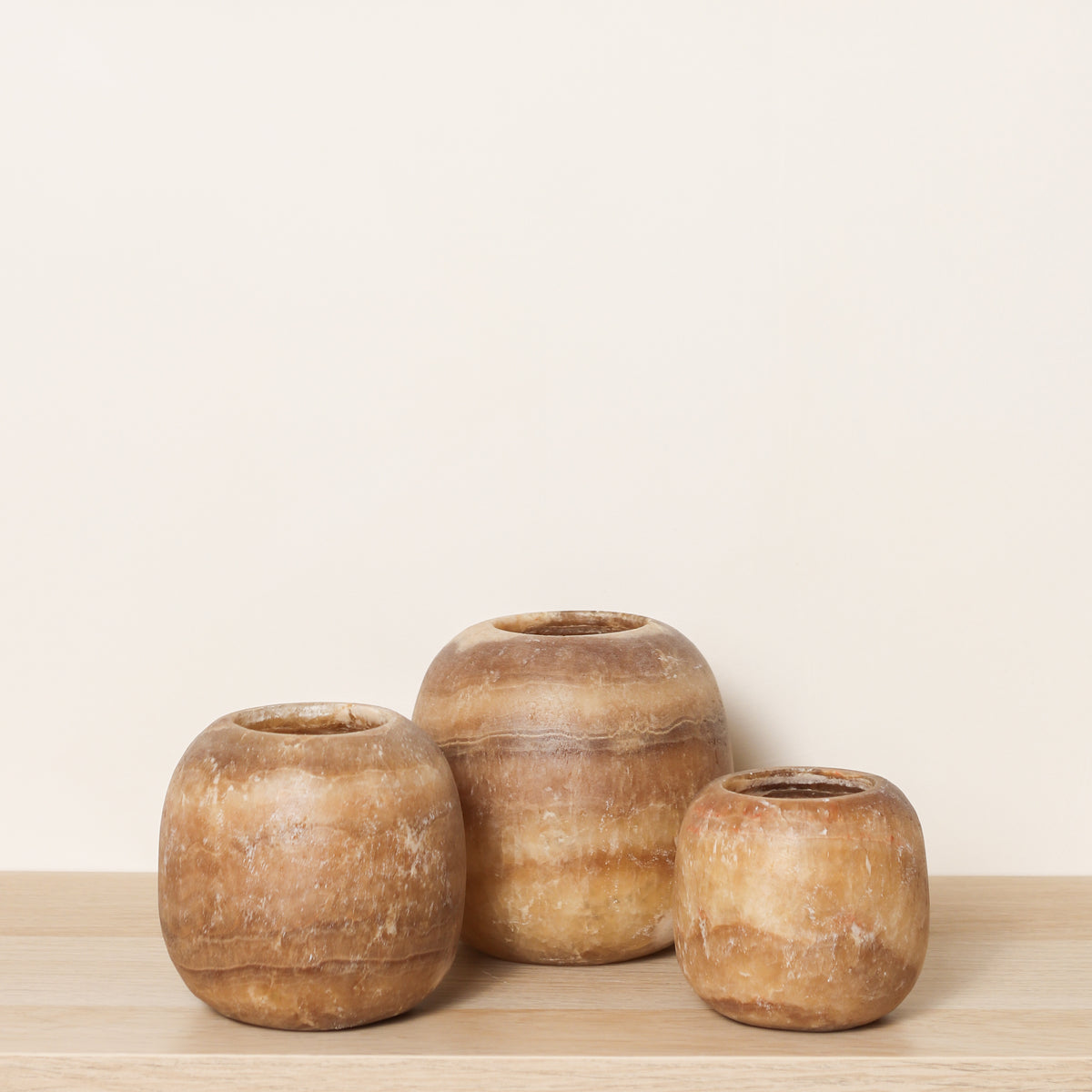 Kant en klare bruine Alabaster sets | Round