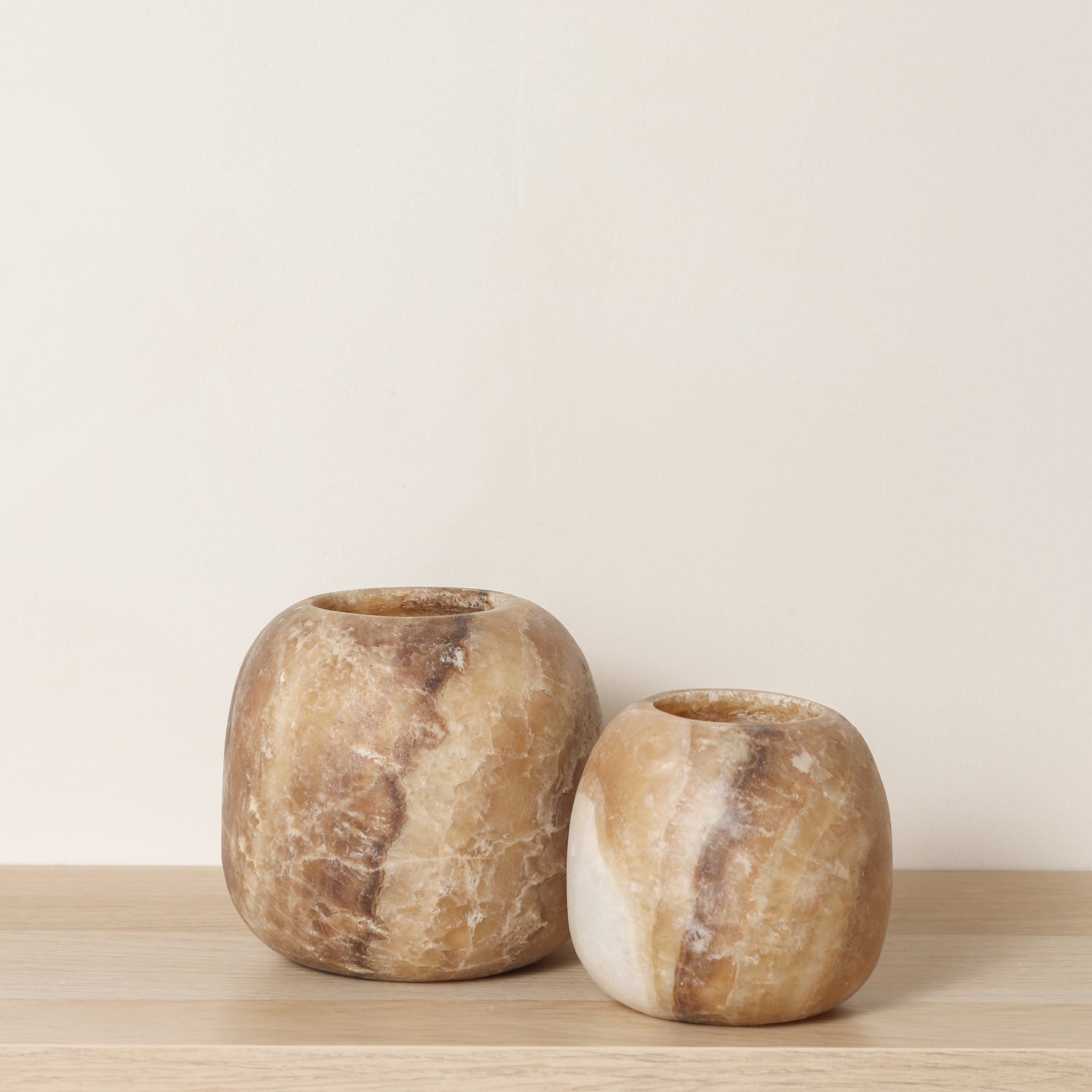 Kant en klare bruine Alabaster sets | Round