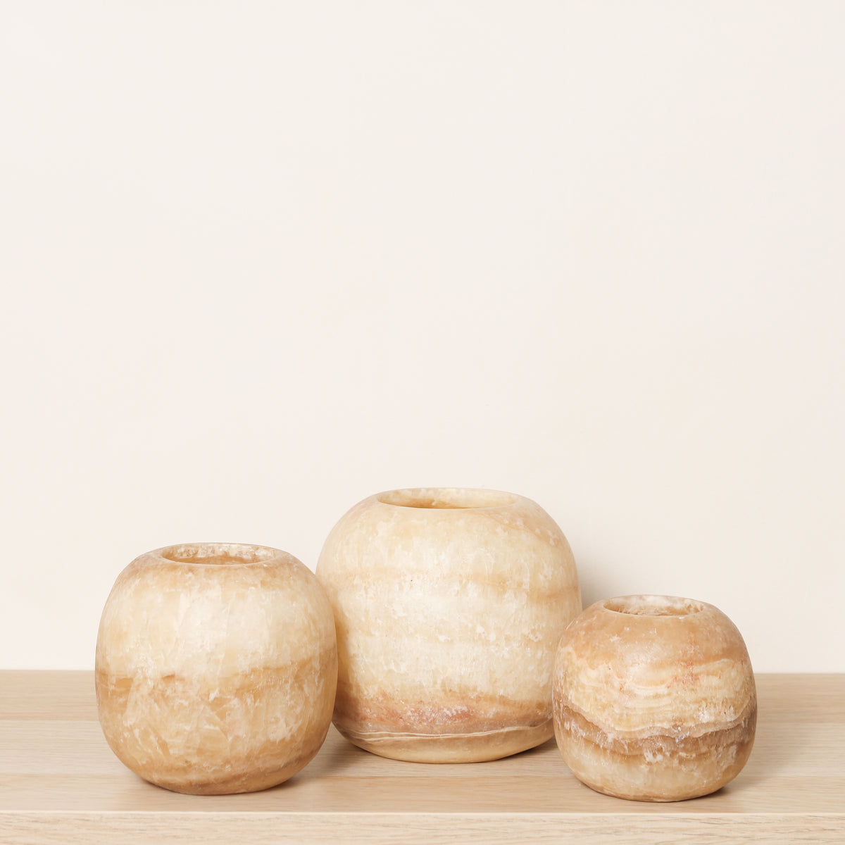 Kant en klare bruine Alabaster sets | Round