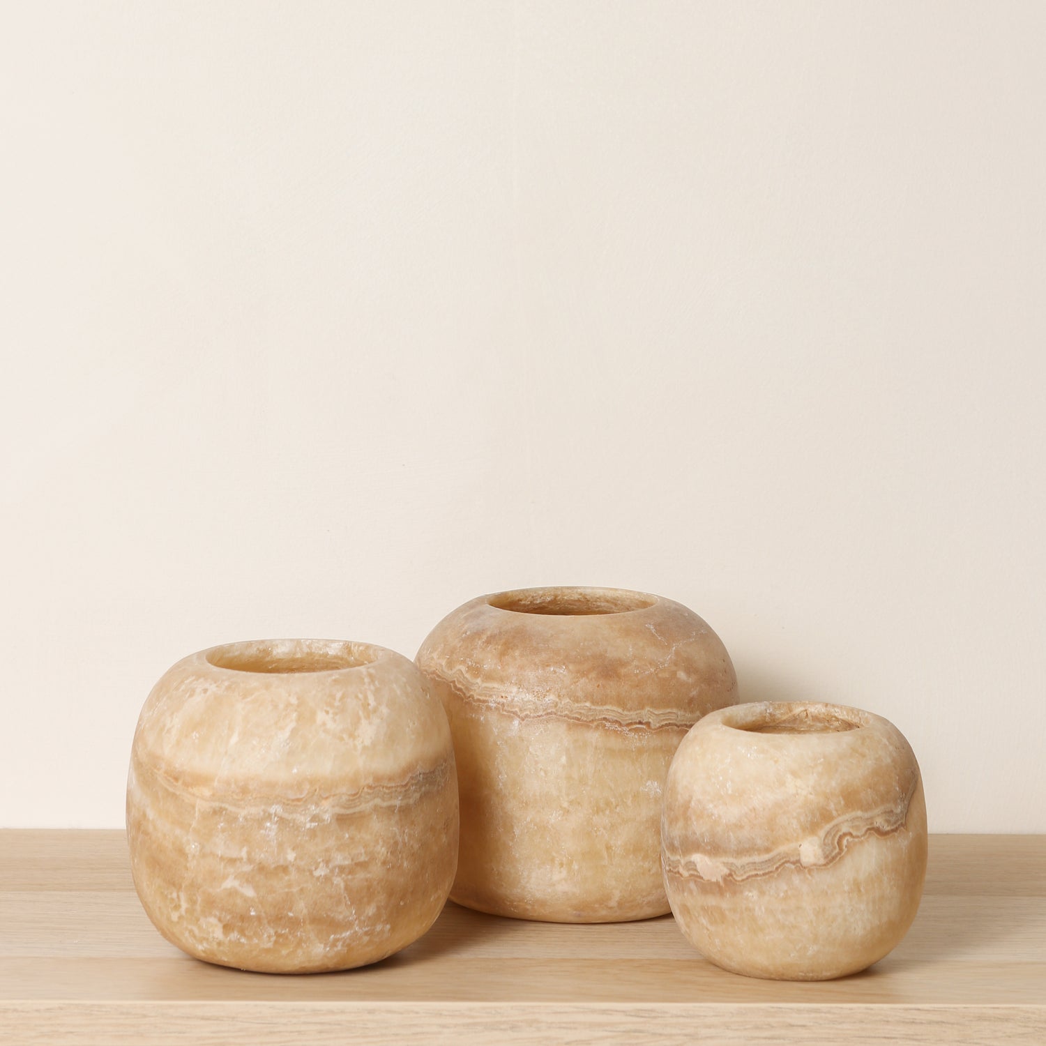 Kant en klare bruine Alabaster sets | Round