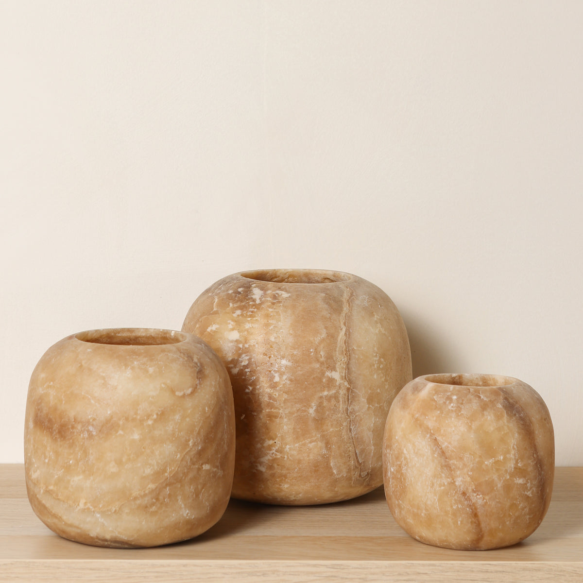 Kant en klare bruine Alabaster sets | Round