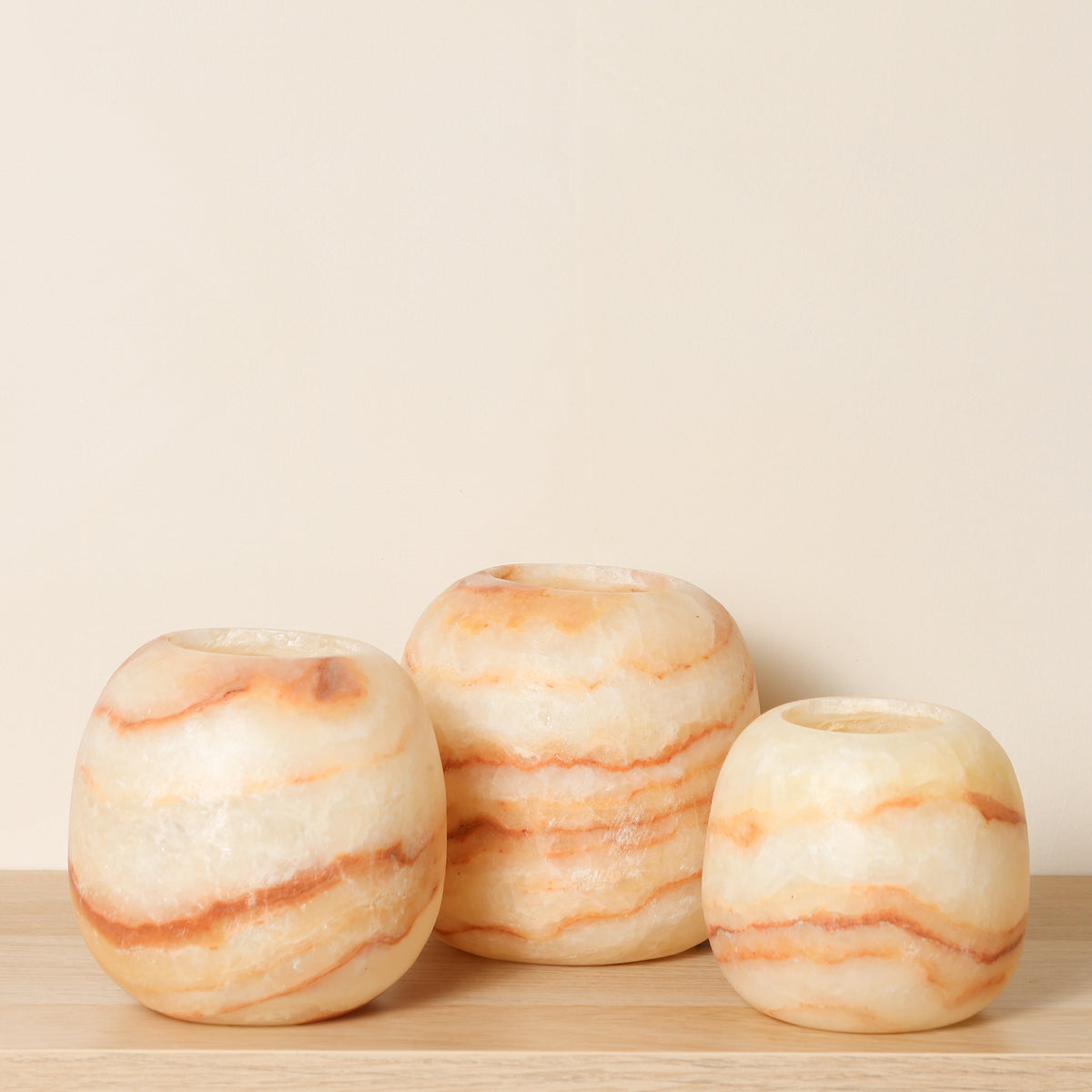 Kant en klare bruine Alabaster sets | Round