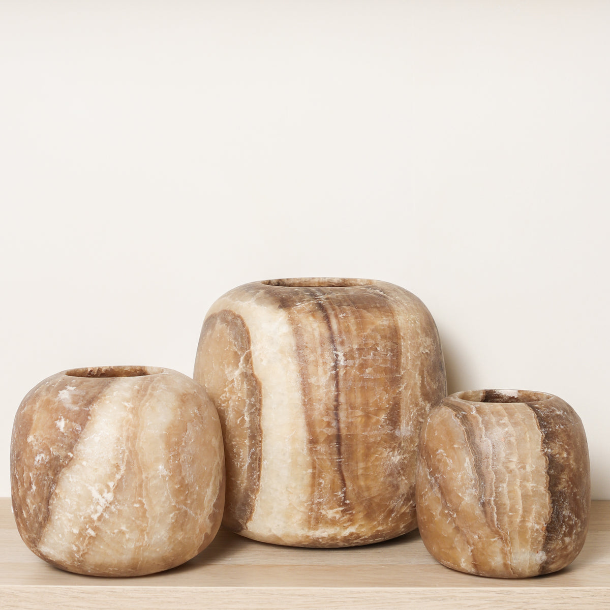 Kant en klare bruine Alabaster sets | Round