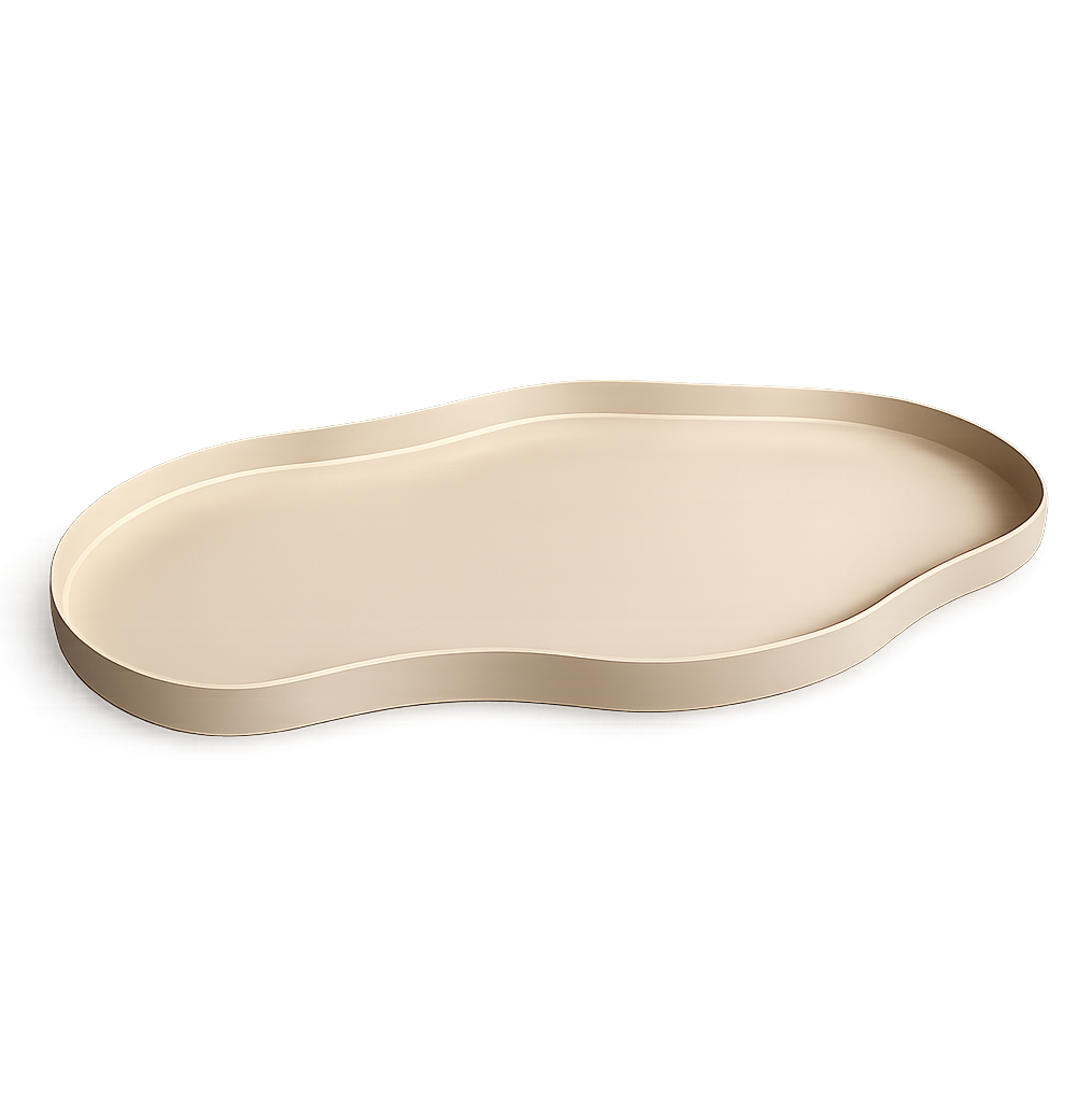 Organisch langwerpig beige dienblad 65 x 37 cm