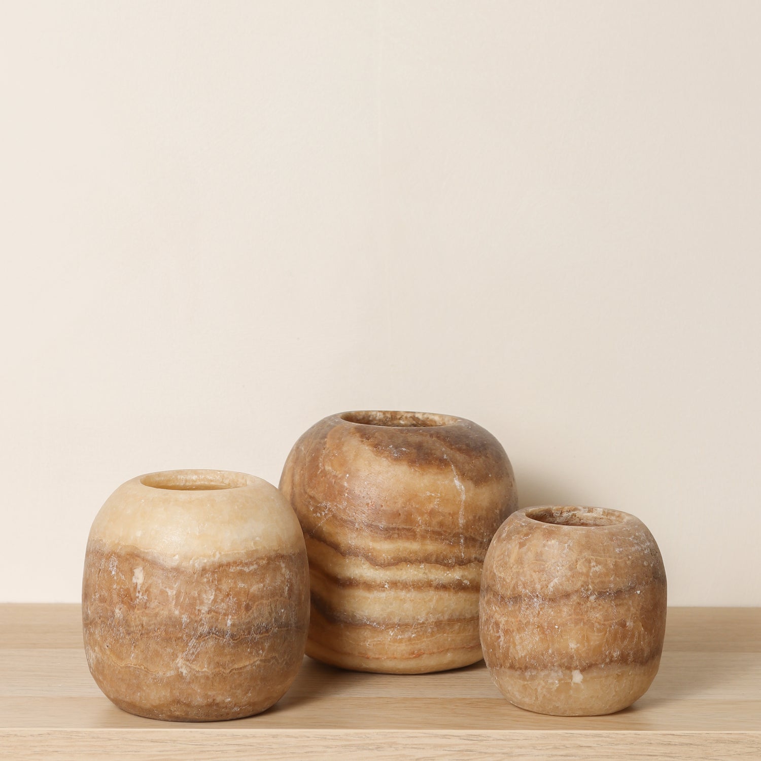 Kant en klare bruine Alabaster sets | Round
