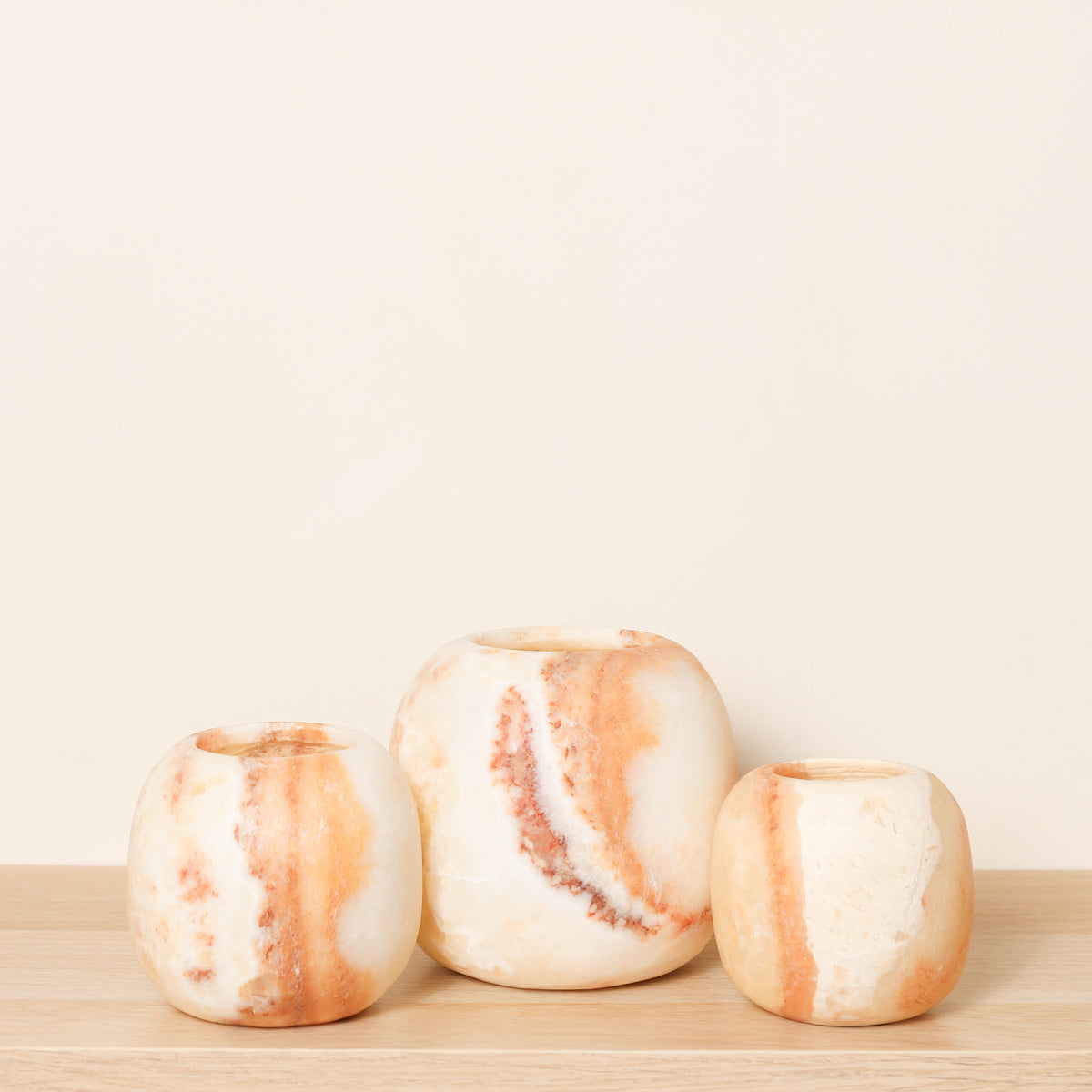 Kant en klare bruine Alabaster sets | Round