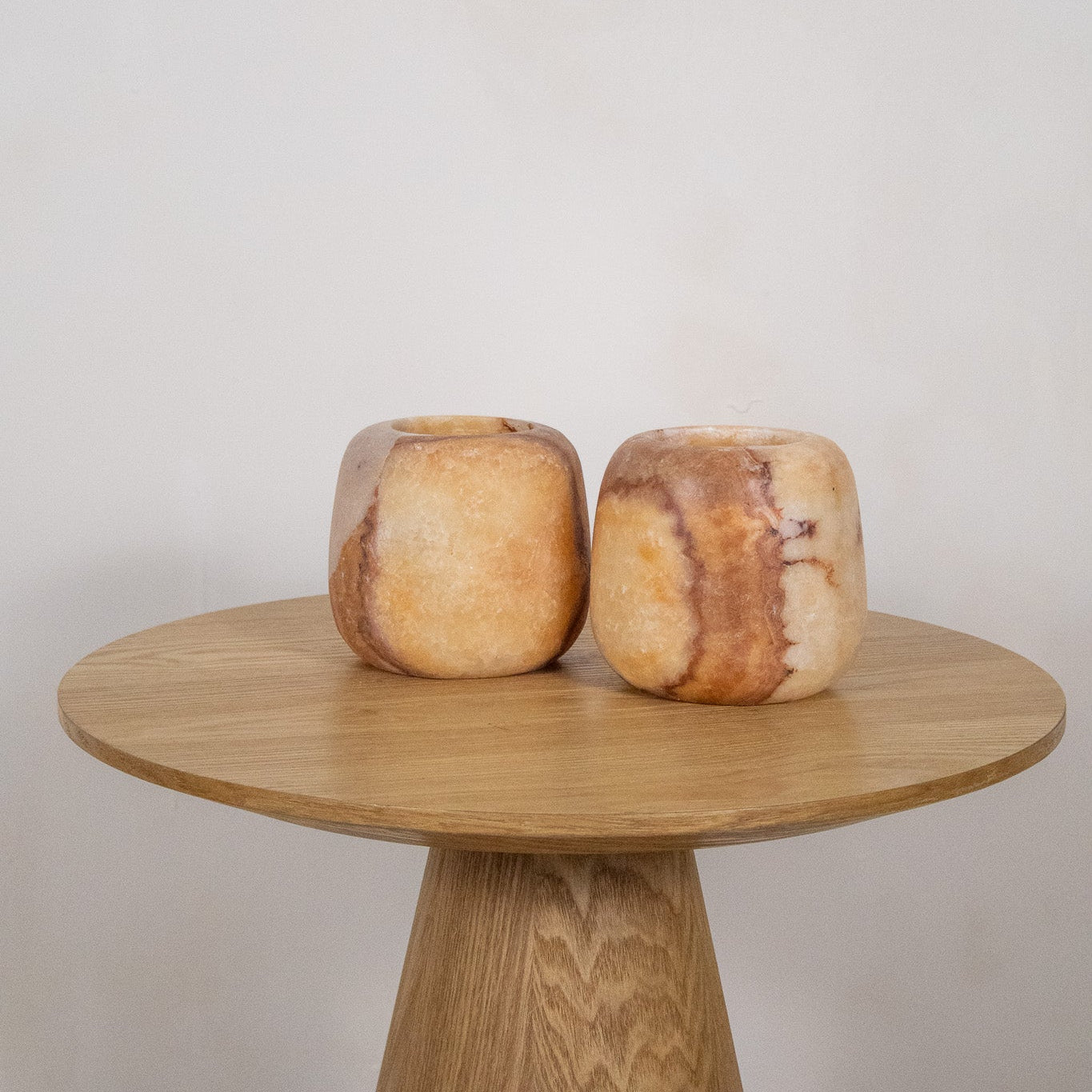 Alabaster waxinelichthouder set 