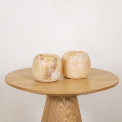 Alabaster waxinelichthouder set 9