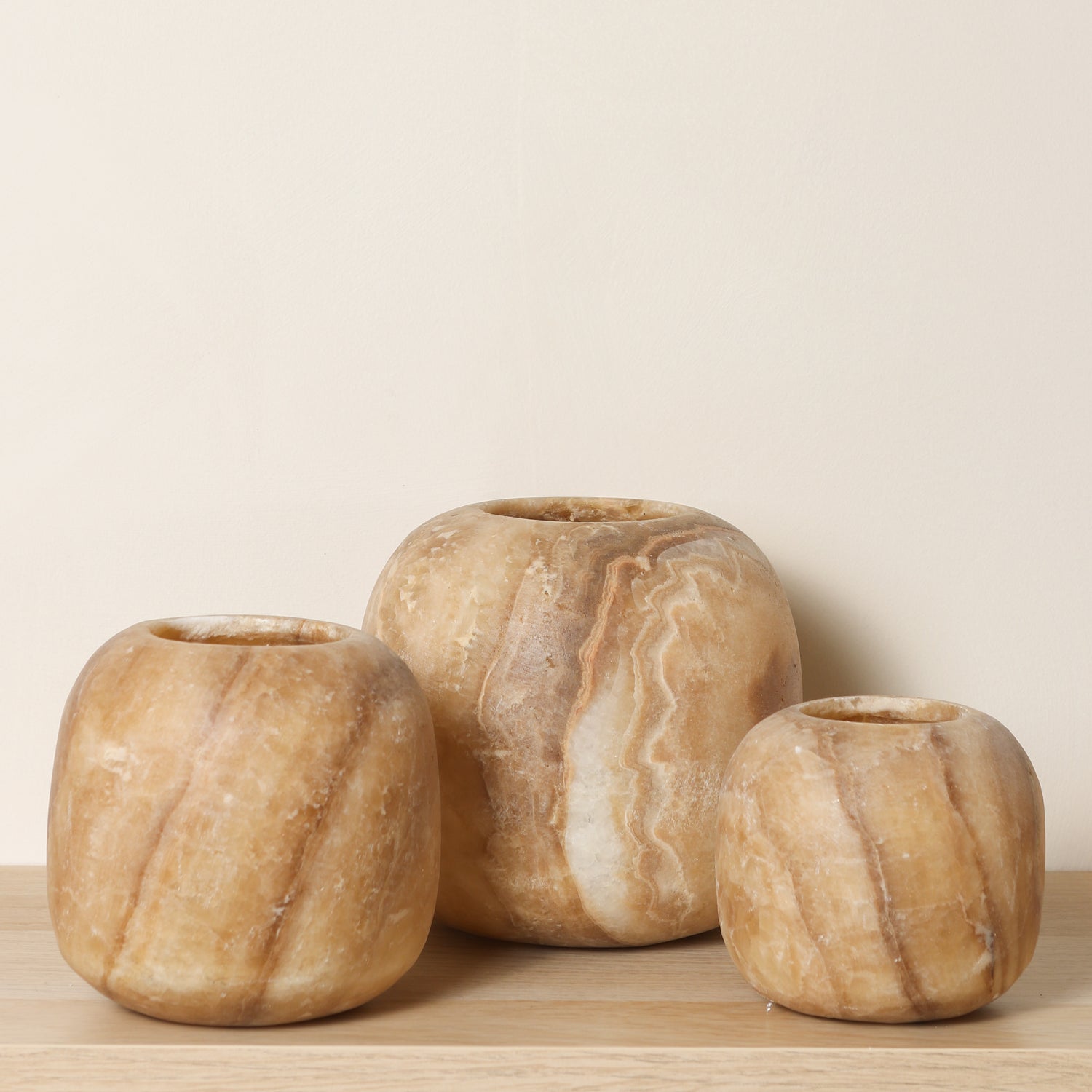 Kant en klare bruine Alabaster sets | Round
