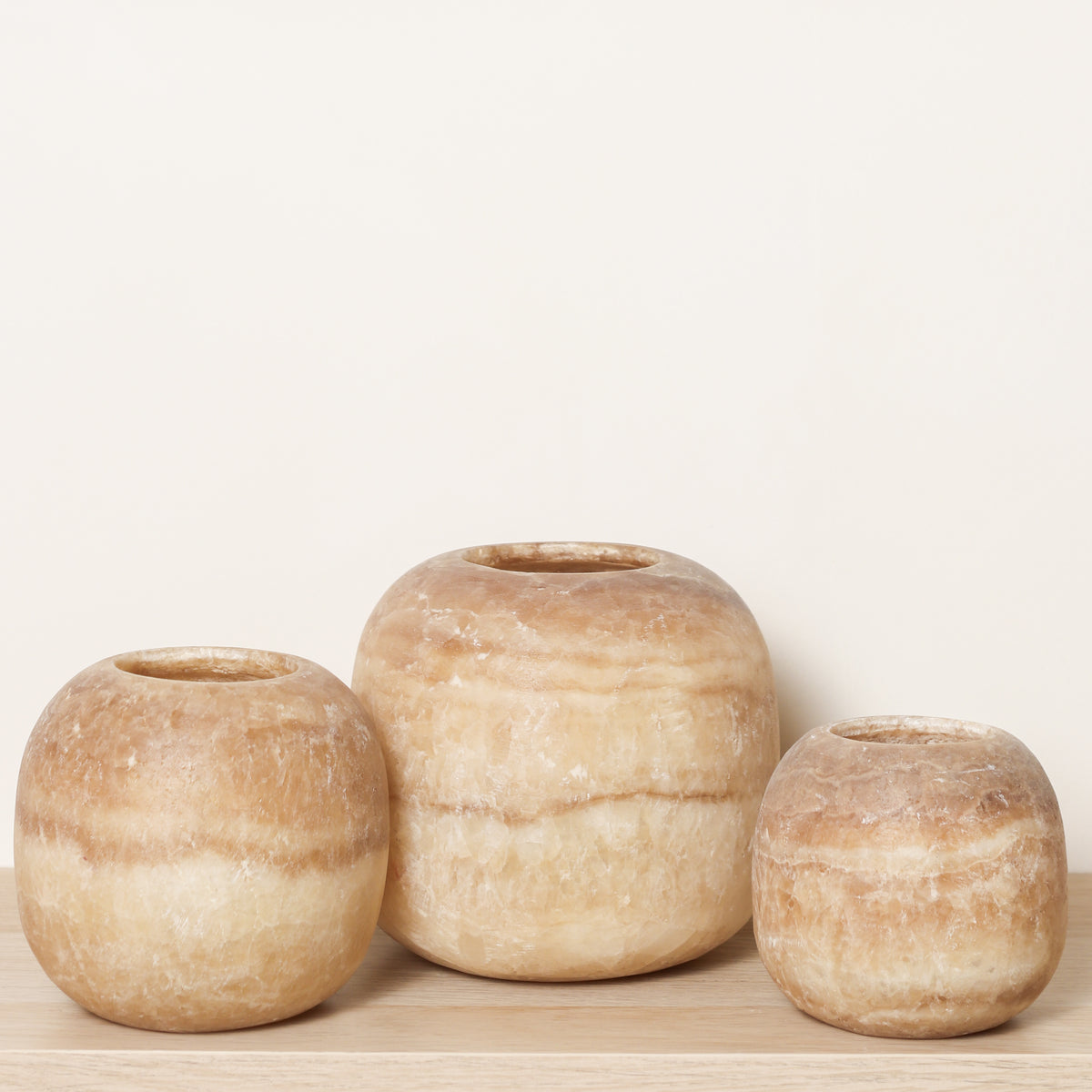 Kant en klare bruine Alabaster sets | Round