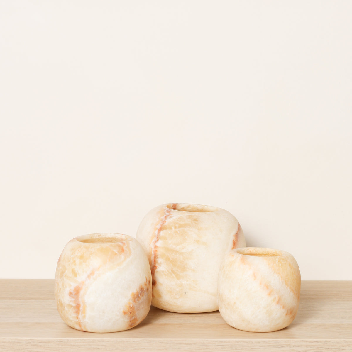 Kant en klare bruine Alabaster sets | Round
