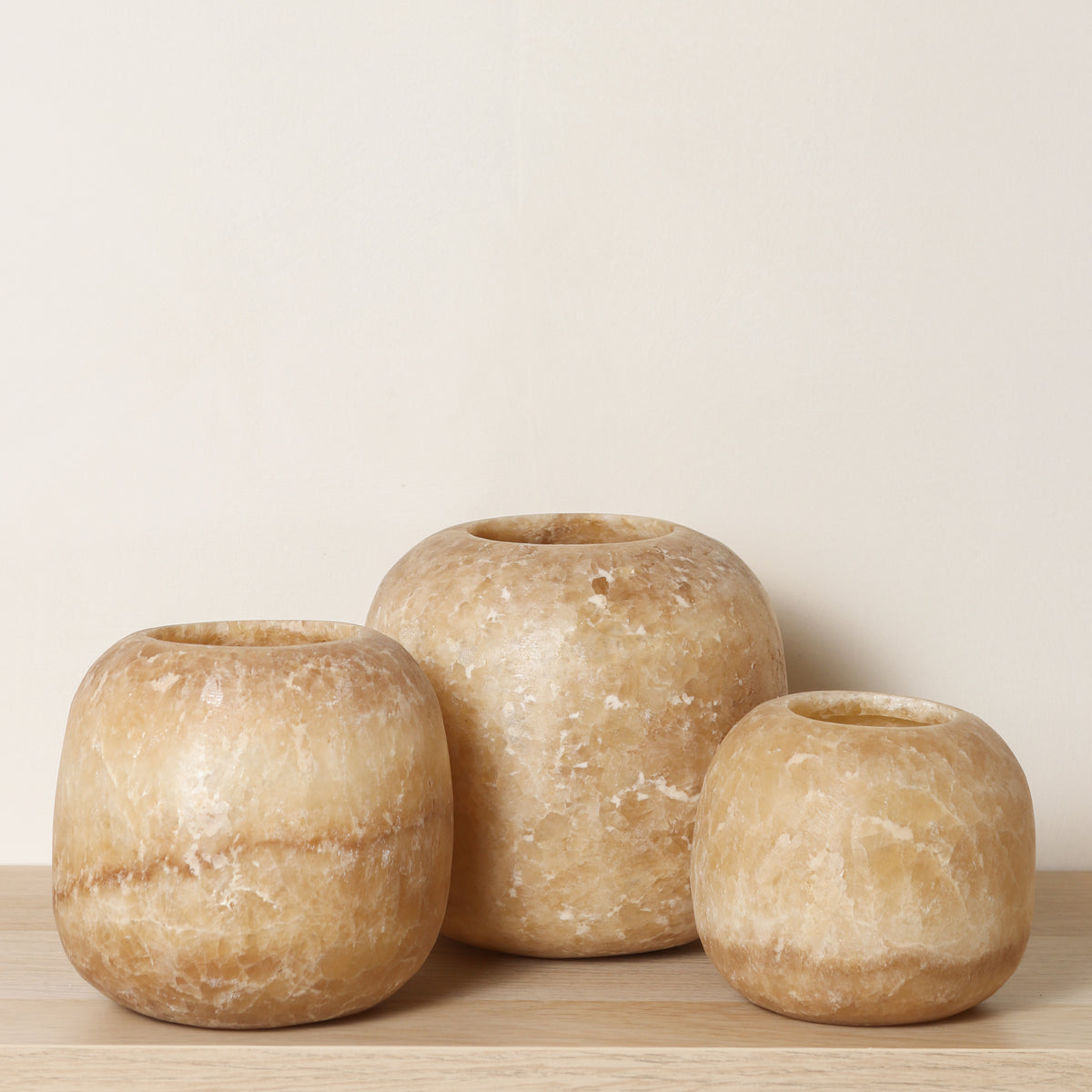 Kant en klare bruine Alabaster sets | Round