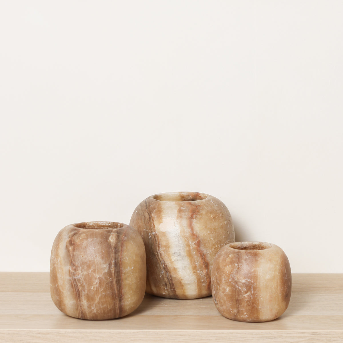 Kant en klare bruine Alabaster sets | Round