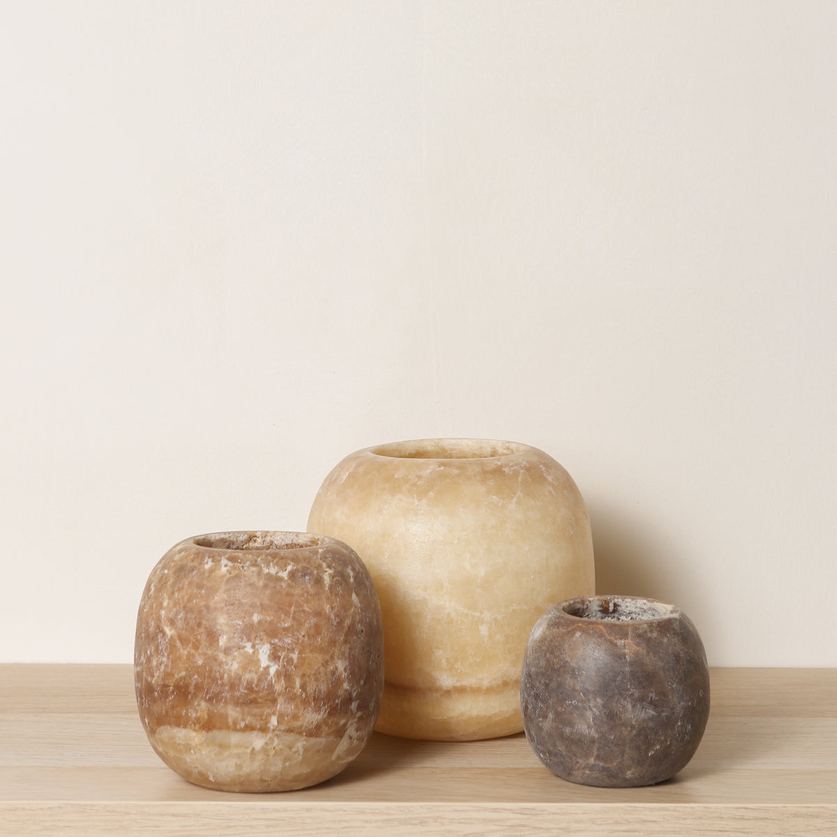 Kant en klare bruine Alabaster sets | Round
