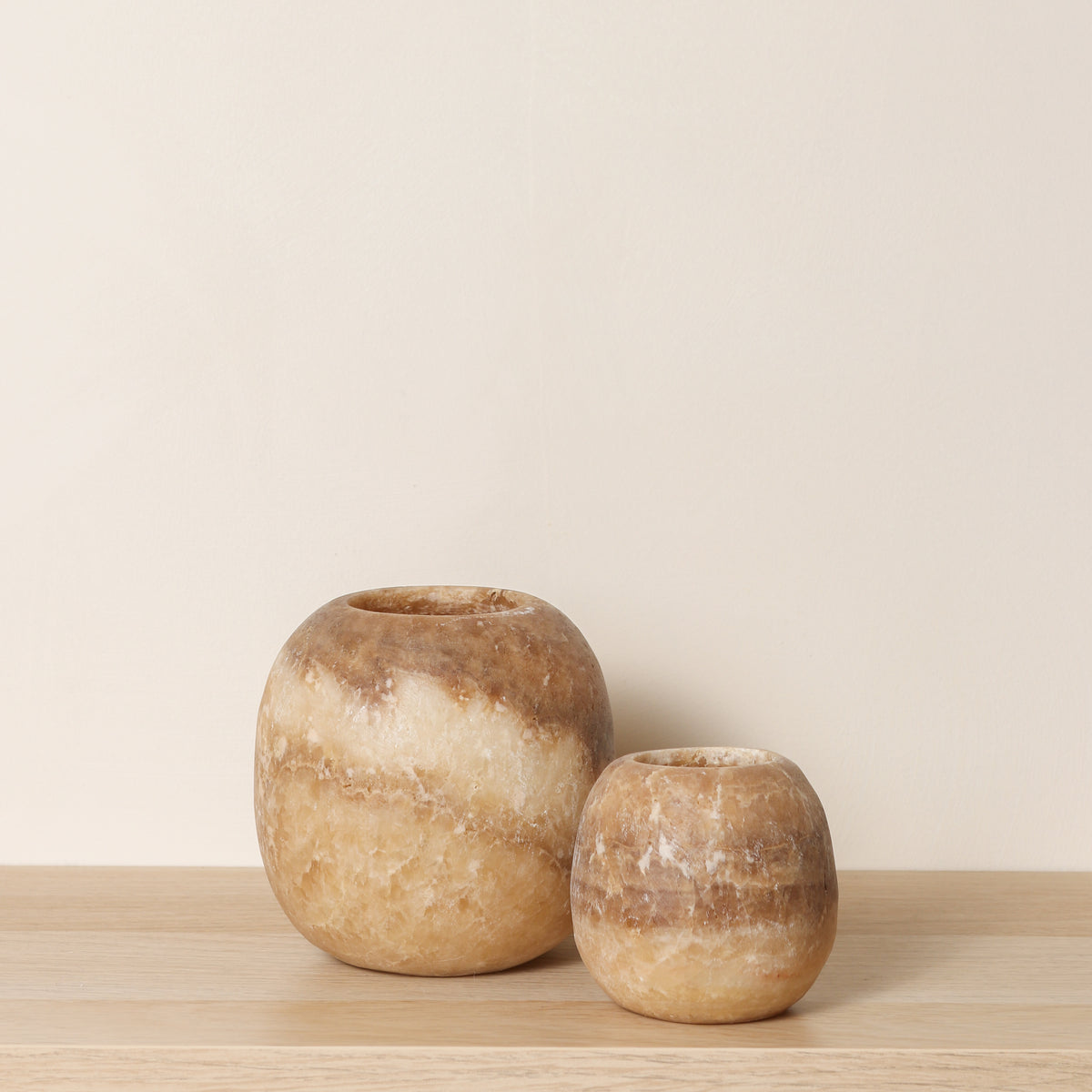 Kant en klare bruine Alabaster sets | Round